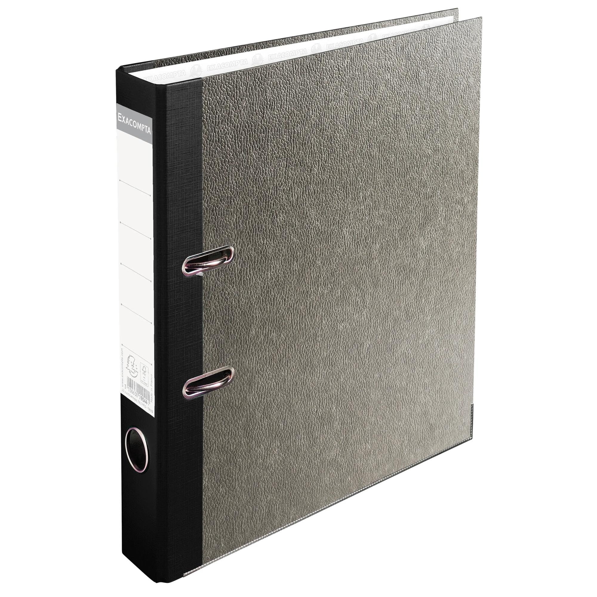 EXACOMPTA - Rif 9044B - Cartone da 20 raccoglitori a leva carta marmorizzata grigia - 5 cm - Dimensioni esterne: 32 x 29 cm - Formato A4 - Colore grigio - nero