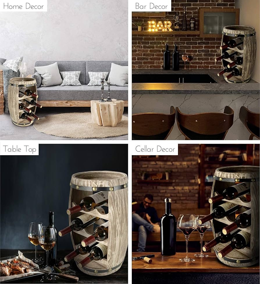 木製バレル型ワインラック Amazon.co.jp: CoTa Global モダンアレキサンダーワインラック – 自立