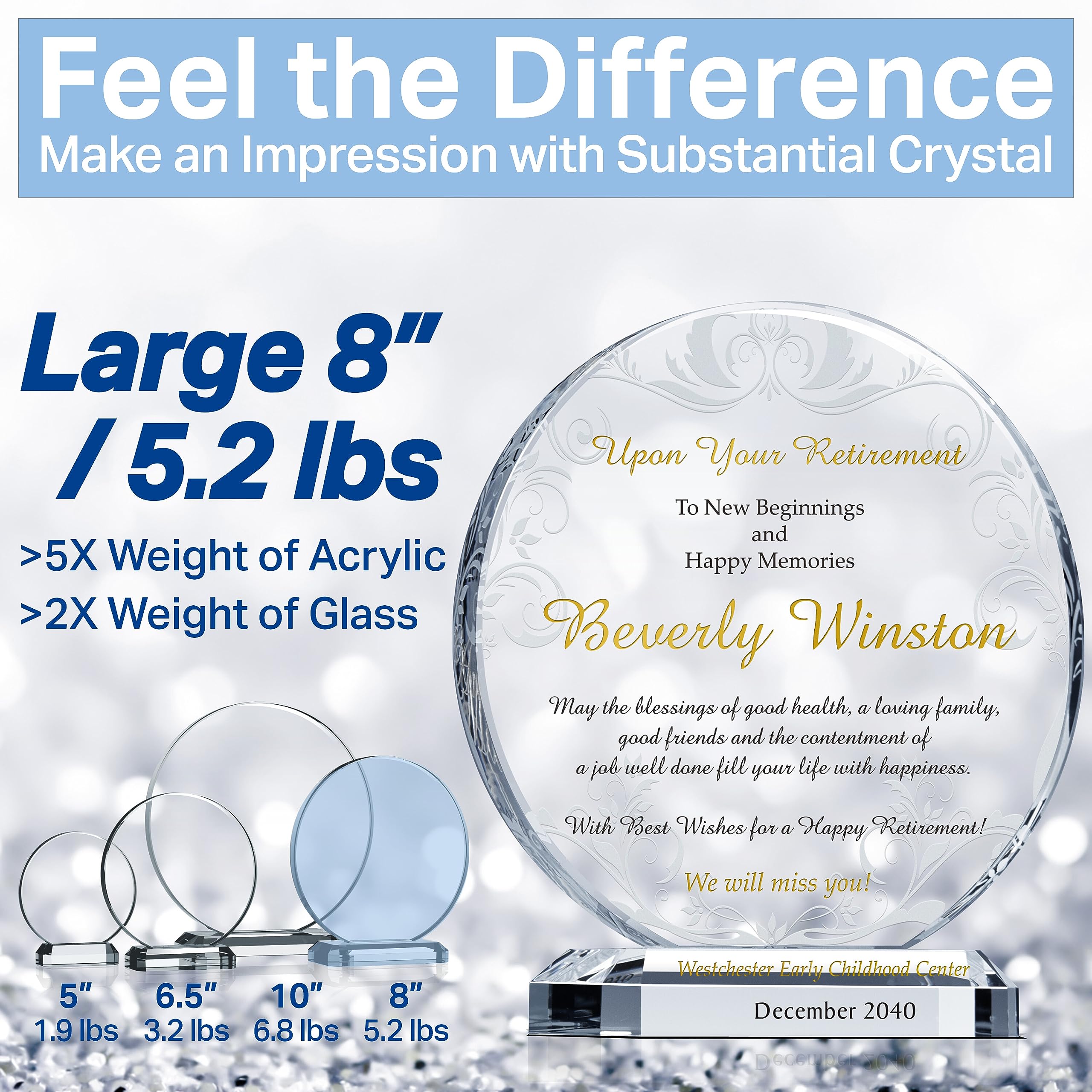Crystal Central Personalized Happy Retirement Gift Portugal
