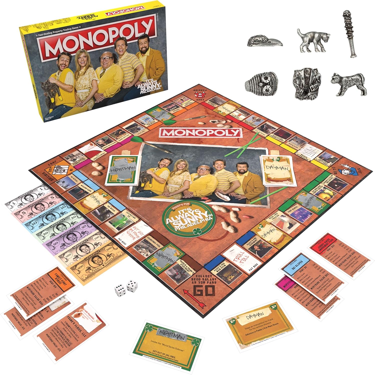 Monopoly It’s Always Sunny in Philadelphia | Officially Licensed Monopoly Board Game | Award Winning FX Sitcom