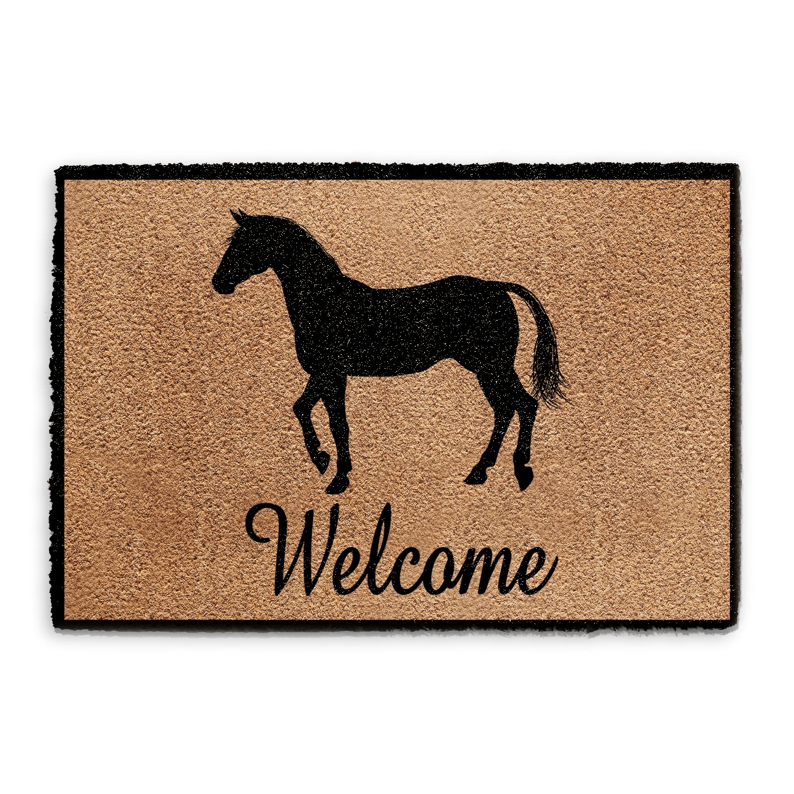 Hairyworm Horse Doormat (40cm x 60cm) Small, Welcome Front Door Mat, Coconut Core Fibre Heavy Duty Mat, Rug, Indoor Natural Coir Mat, Regular