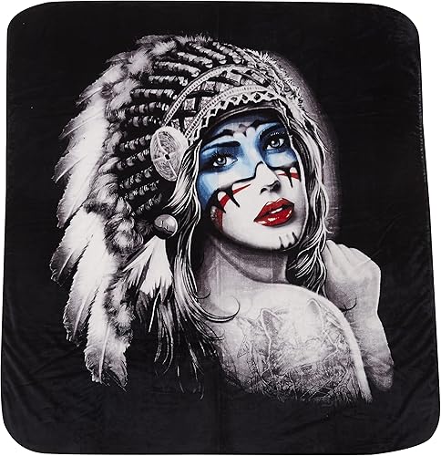 Regal Comfort Manta de tamaño Queen  Princesa india  79 x 86 pulgadas, manta de pelo sintético de peso medio para cama, sofá, decoración de sala de