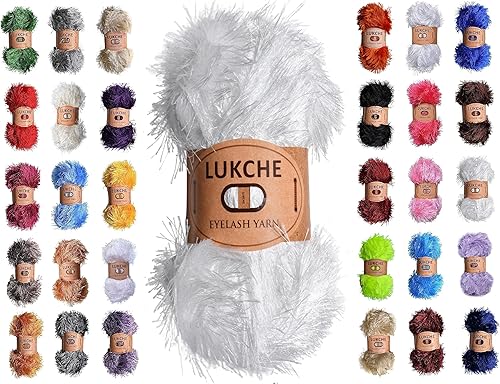 Miniatura 1 de Lash Fun - Hilo de pelo de alta calidad, 100% poliéster, 164 yardas (150 Mt), 3.53 onzas (3.53 oz) hilo de ganchillo colorido para tejer a mano