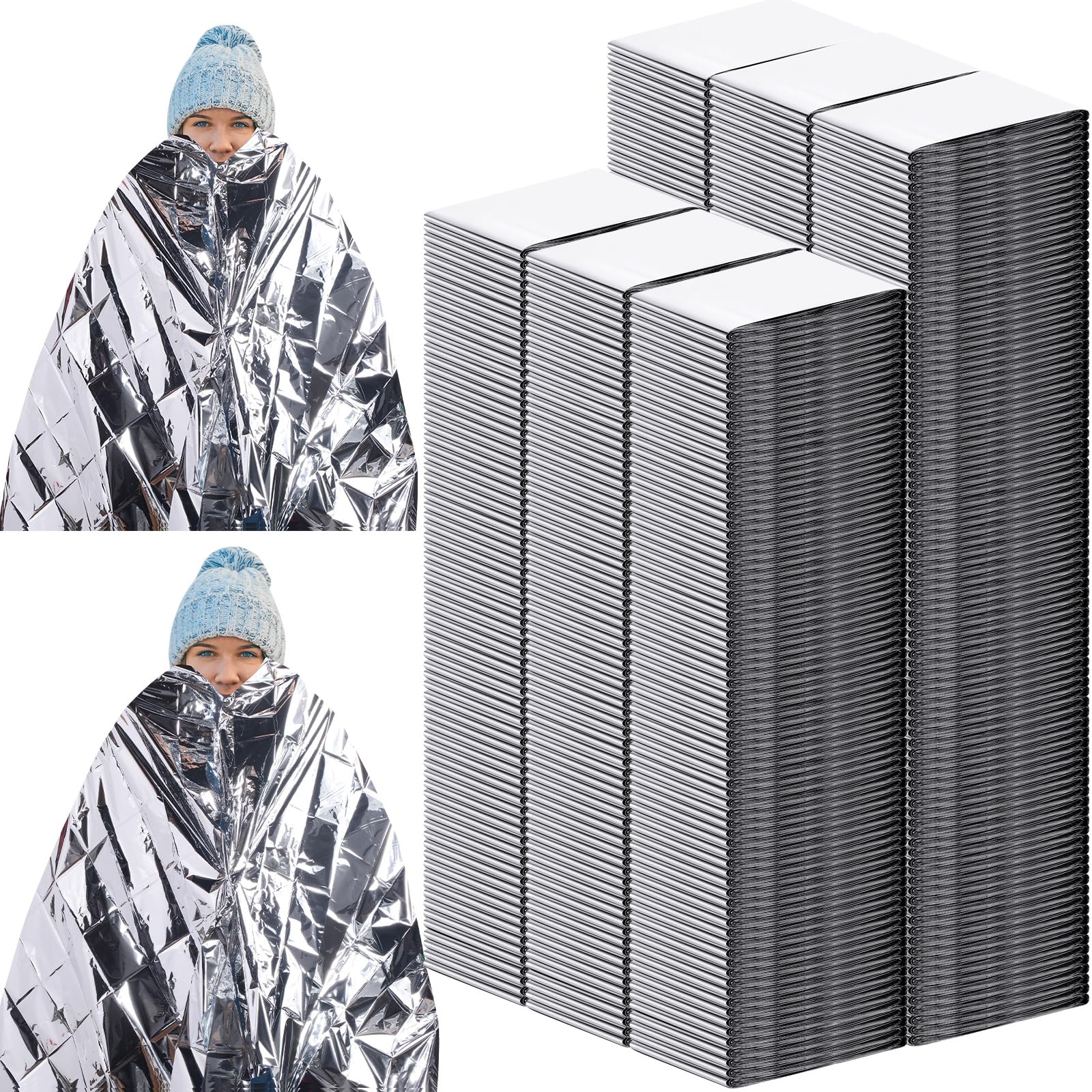 Kanayu 150 Stück sichere Notfalldecken, thermische Überlebensdecke, große Silberfolie, Notfallausrüstung für Outdoor, Wandern, Survival-Marathons, hält die Körperwärme