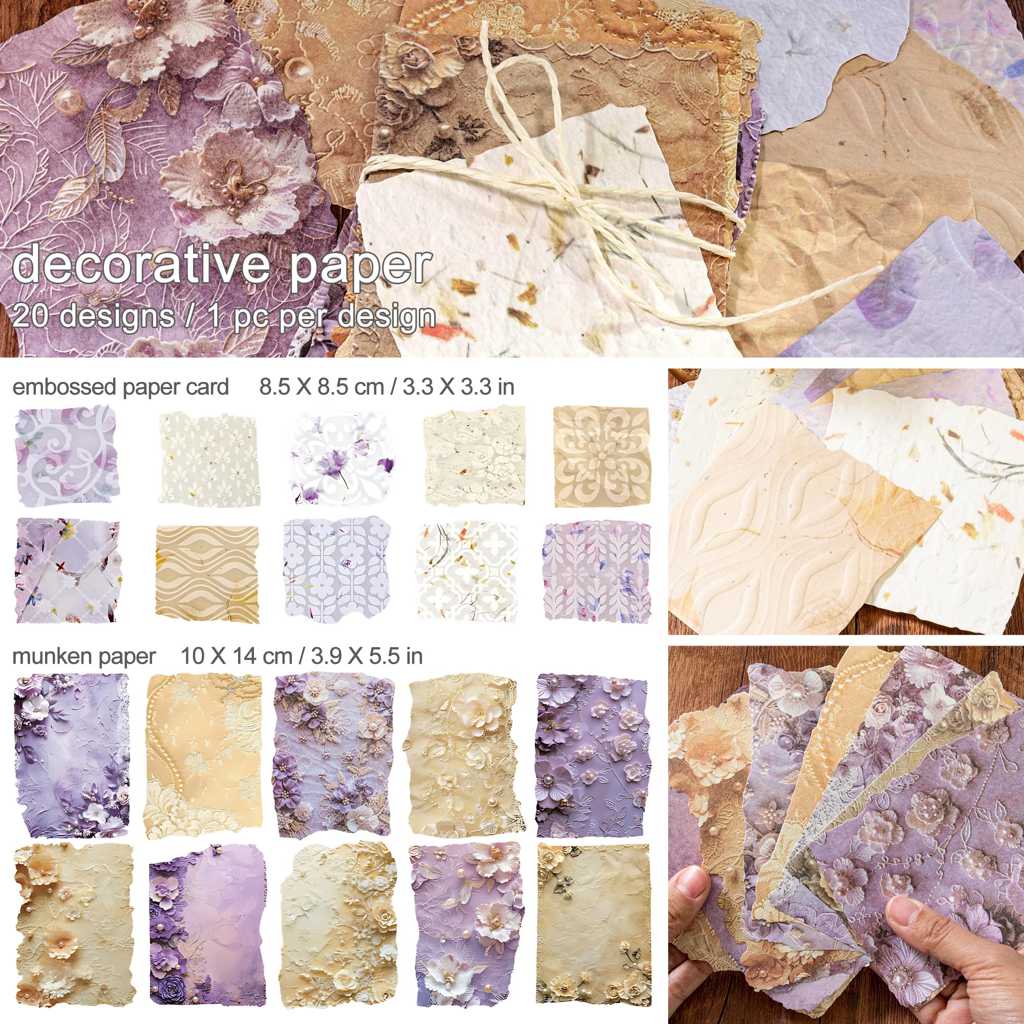 Mayplous Vintage Papier-Spitzenausschnitte - 3er Pack Mit Floralen Mustern Für Scrapbooking, Karten & Deko