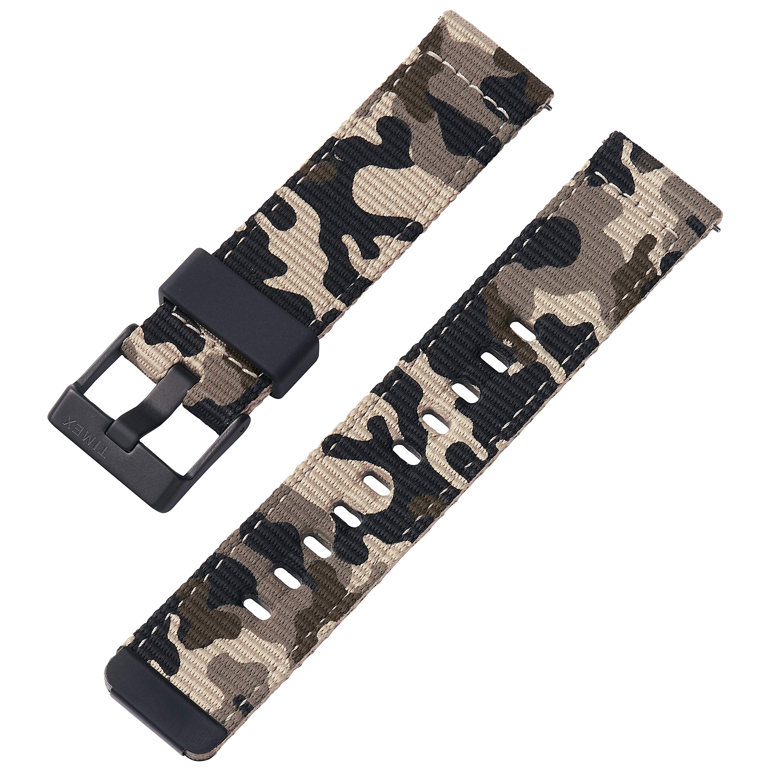 Timex 22mm Fabric Quick-Release Strap Black Winter Camo with Black Buckle