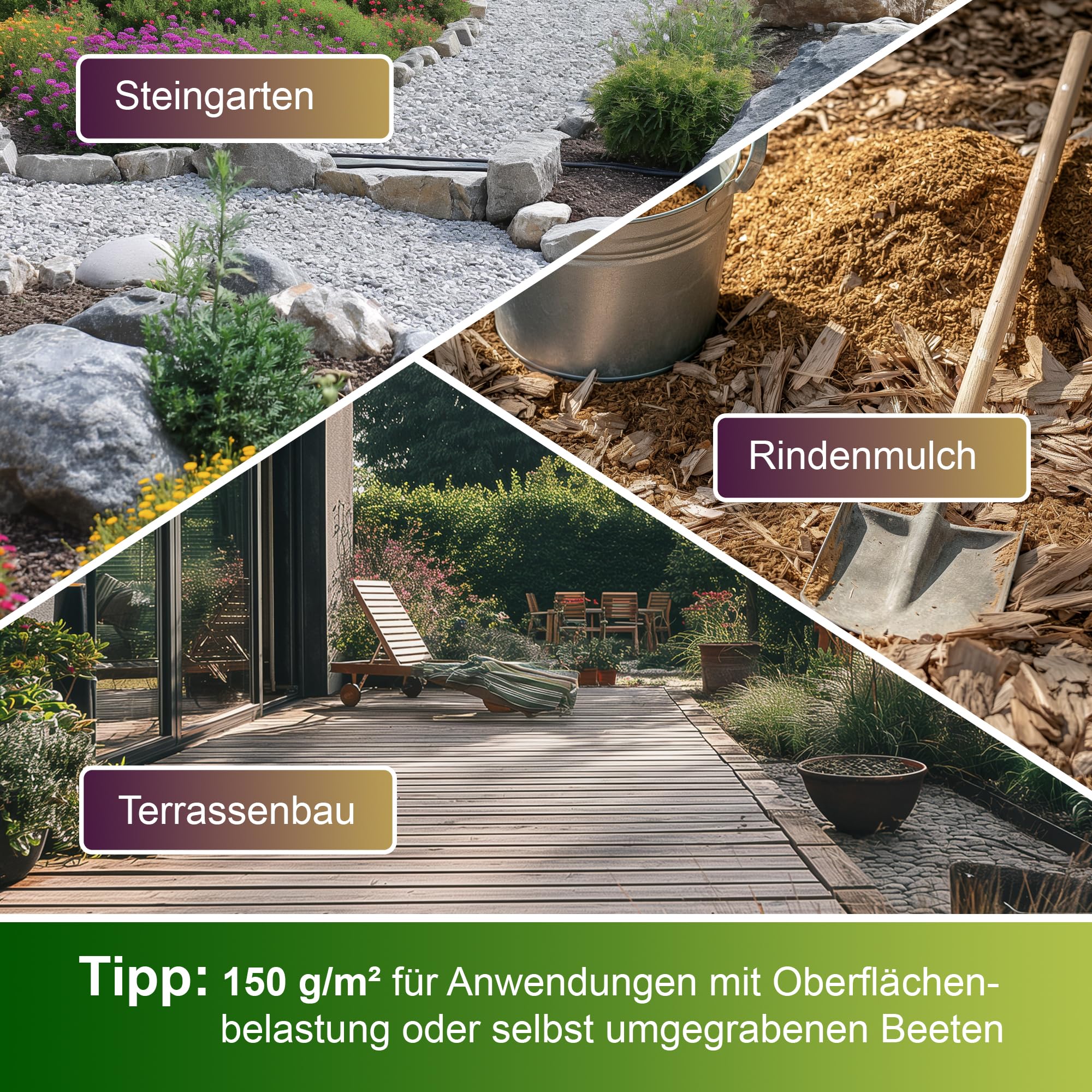 Unkrautvlies 50g/m2 wasserdurchlässig - 50x1m | Jahrelanger Unkrautschutz | reißfestes, UV & witterungsbeständiges Gartenvlies - Vlies Garten Unkrautfolie - Unterbodengewebe Unkrautflies