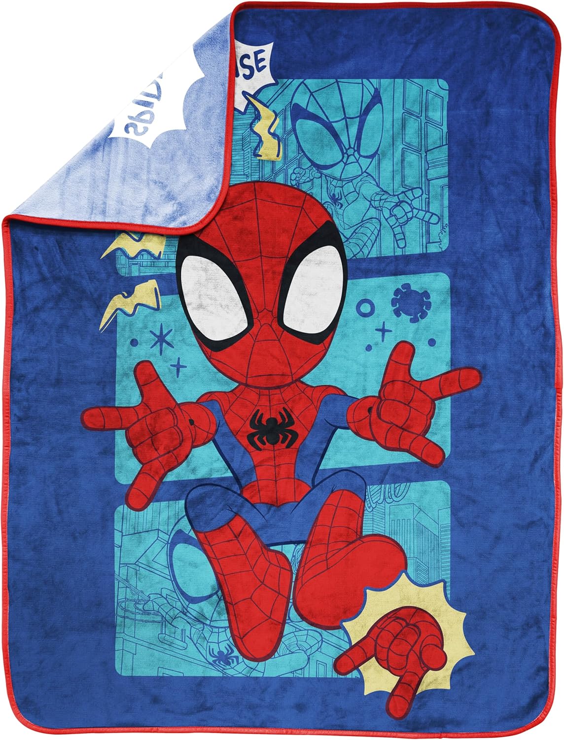 Jay Franco Kids Plush Throw Blanket – Soft & Cozy Fleece Throw for Bedroom & Couch Décor, Official Licensed Product, Blue - Spidey & Friends, 40x50 - Travel Blanket - Image 4