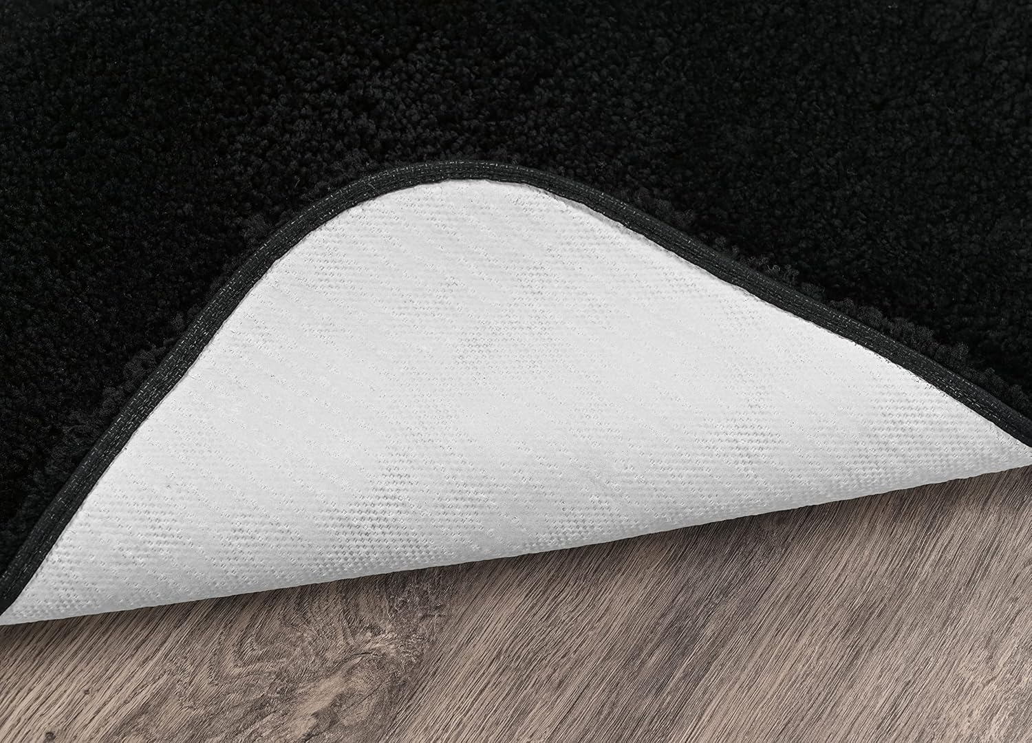 Garland Rug Serendipity Black 4 Piece Set (Contour Rug, 3 Bath Rugs) Shaggy Nylon Washable Bathroom Rug Set - Soft, Absorbent, and Stylish for Your Bathroom