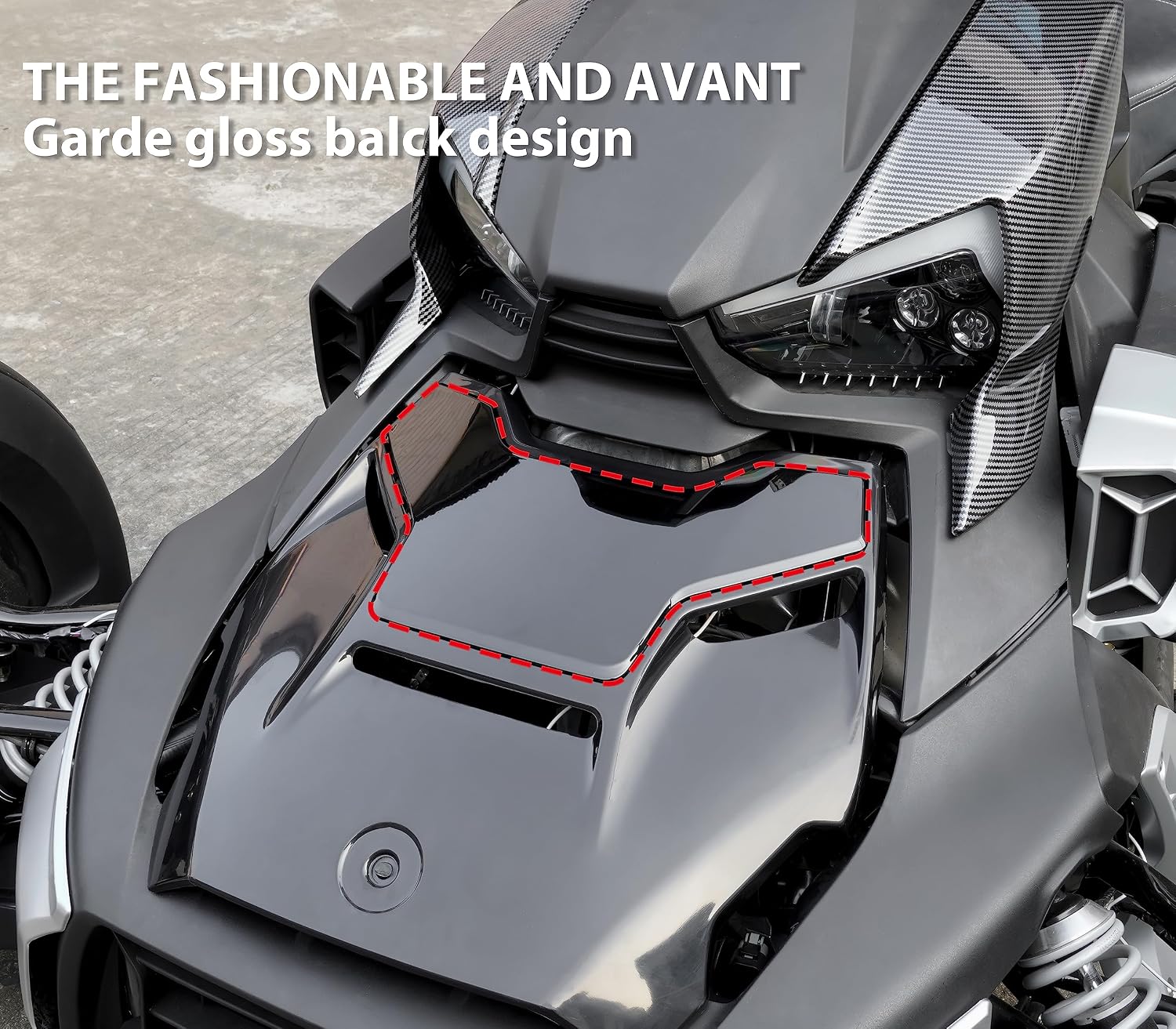SAUTVS Black Classic Hood Accent Panel for Can-Am Ryker 600 900 Sport Models Accessories (1PC, Replace #219400873)