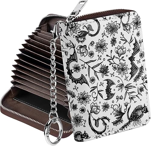 Miniatura 15 de Mayski - Cartera para tarjetas de crédito con cremallera para mujeres, tarjetero pequeño de acordeón, llavero con tarjetero para tarjetas