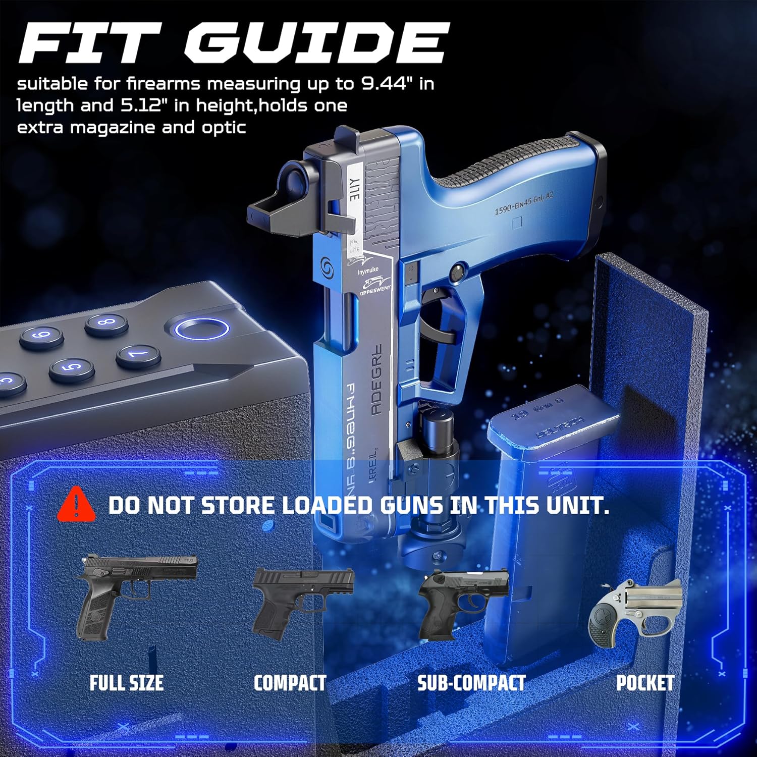 Gun Safe for Handgun, Wall Safe 4 Quick Access Gun Case Fingerprint, Key Access, Pin Code Bedside Gun Safe for Rifles and Pistols, Gun Lock Box for Nightstand, Bedside, Car, Desk, Dresser