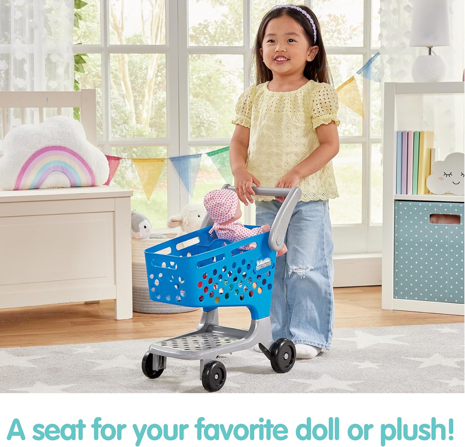 Kidoozie Just Imagine Shopping Cart Playset Age 2+ Pretend Play Kitchen Food Grocery Cart