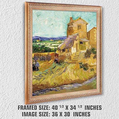 Miniatura 446 de A&T ARTWORK The Starry Night de Vincent Van Gogh. Tamaño del marco: 36 x 30 pulgadas, tamaño de la imagen: 30 x 24 pulgadas, reproducciones clásicas