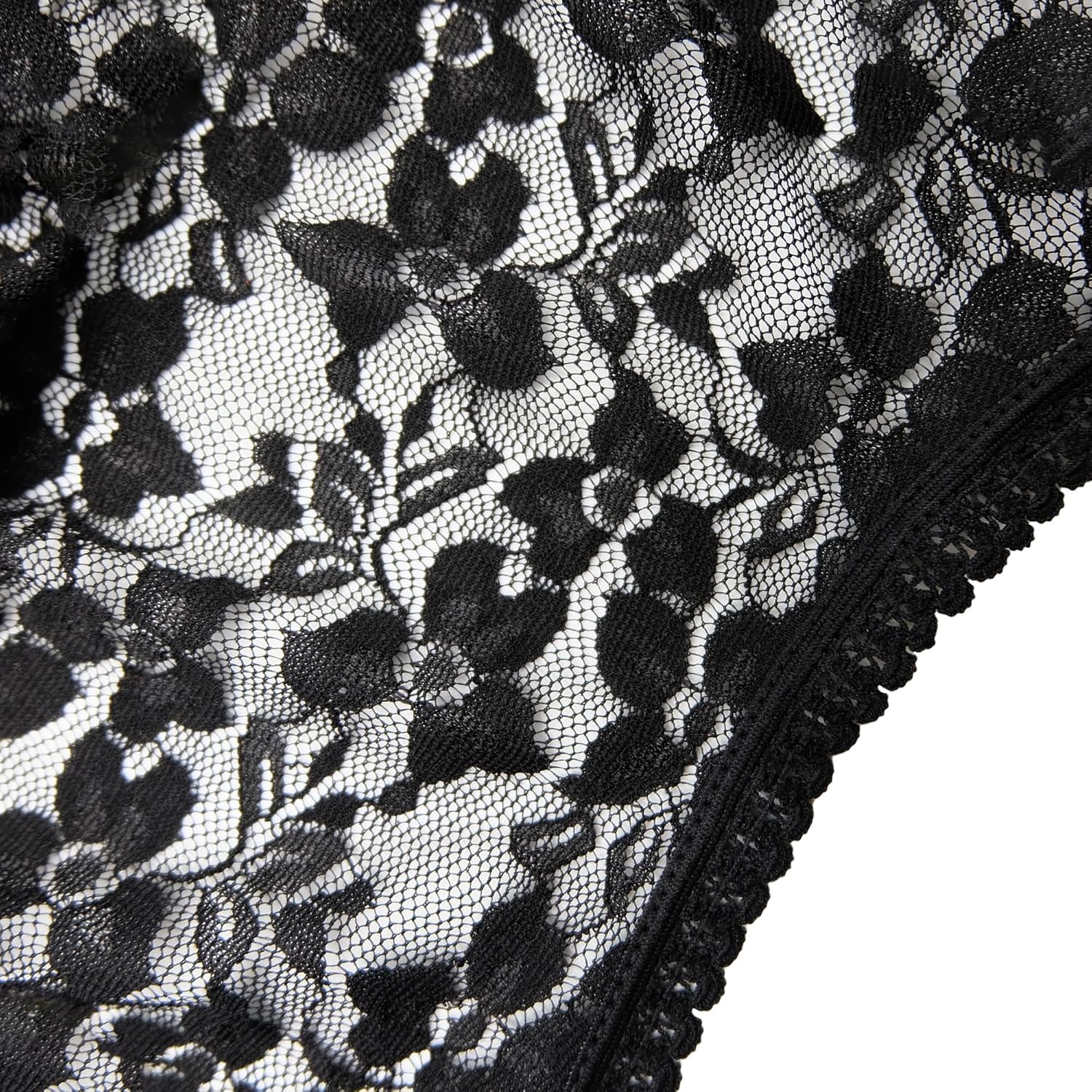 Exquisite 6 Straps Hollow Floral Lace Garter Belt for Thigh High Stockings, Women Waist Suspender Belt Underwear