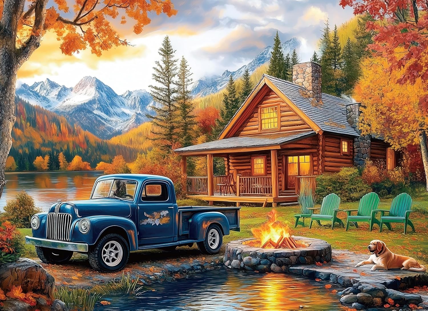 500 Piece Puzzles for Adults Blue Pickup & Cottage 20.5 x 15 Inch 500 Piece Jigsaw Puzzles for Adults Puzzles 500 Pieces for Adults Educational Challenge Puzzle