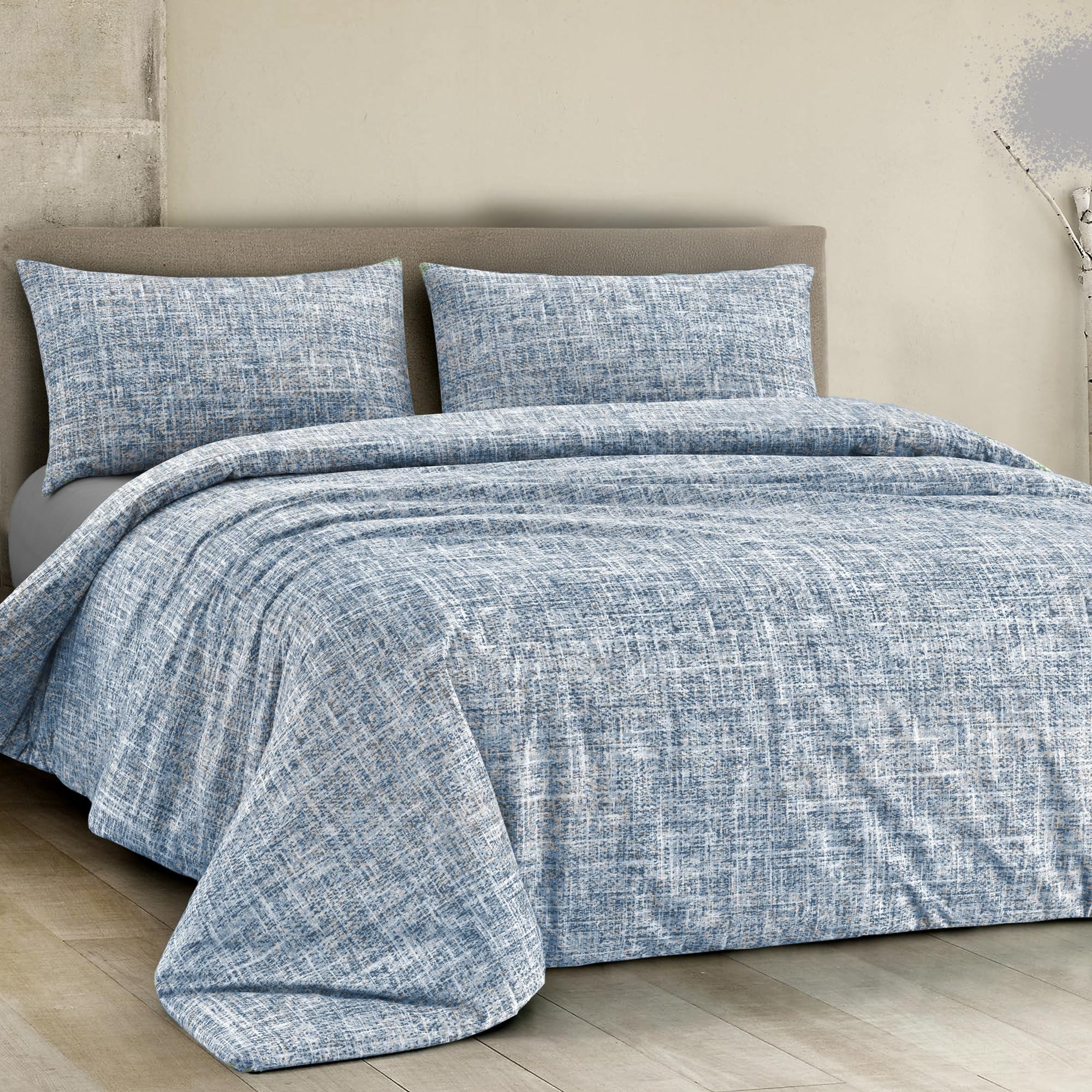 Dorian Home, Parure Copripiumino Singola 155 x 210, Realizzato in 100% Morbido e Puro Cotone, Made in Italy, Fantasia Canva Blu