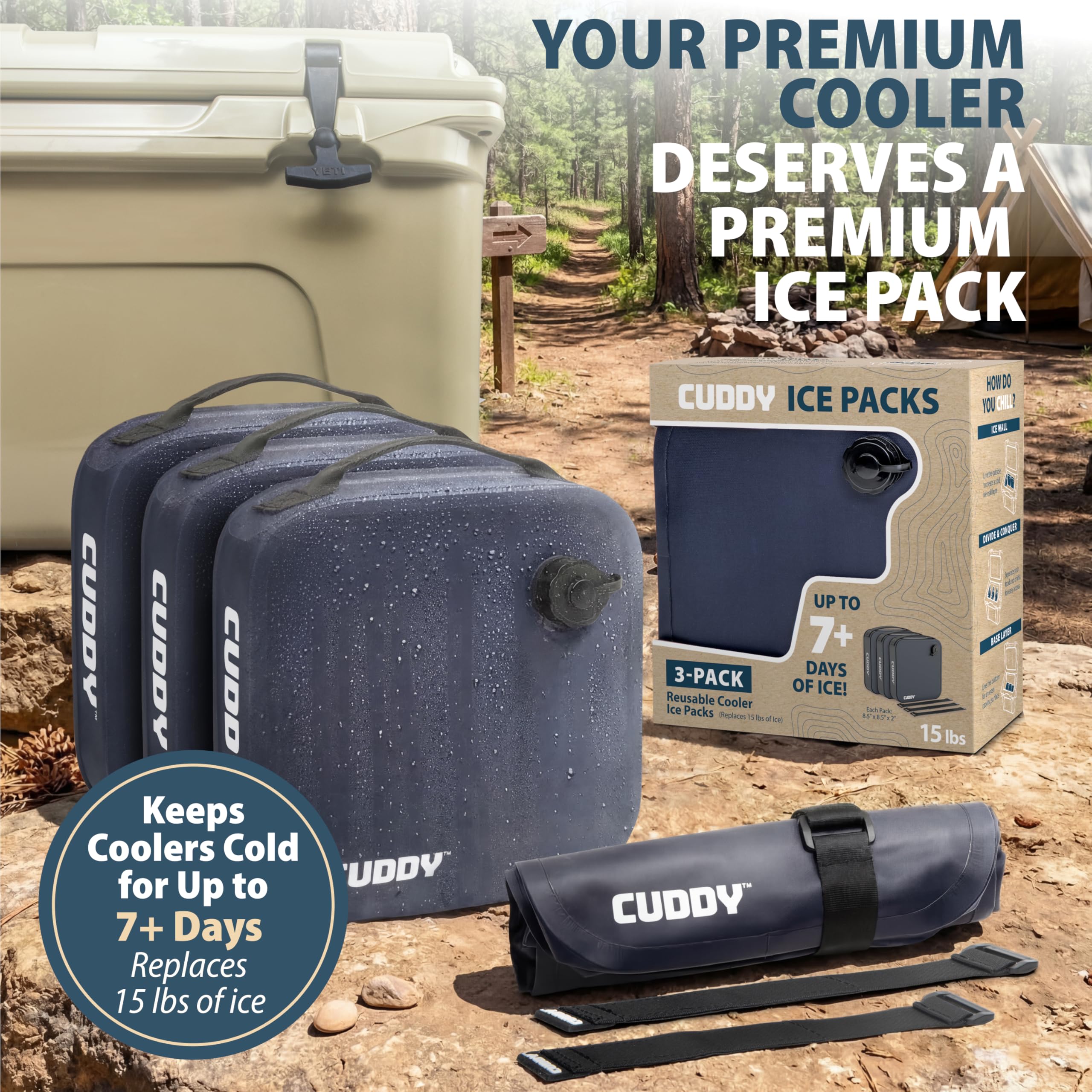 Cuddy Lot de 3 Packs de Glace réutilisables pour glacières – Packs de congélation durables de qualité supérieure pour glacière et Camping