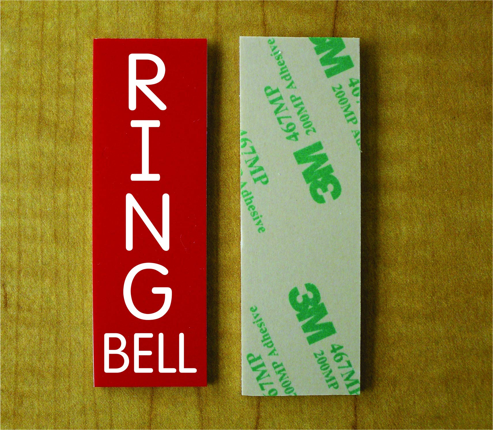 Engraved 2x2 Woodgrain RING BELL Wall Plate Adhesive Backed Plaque Sign...