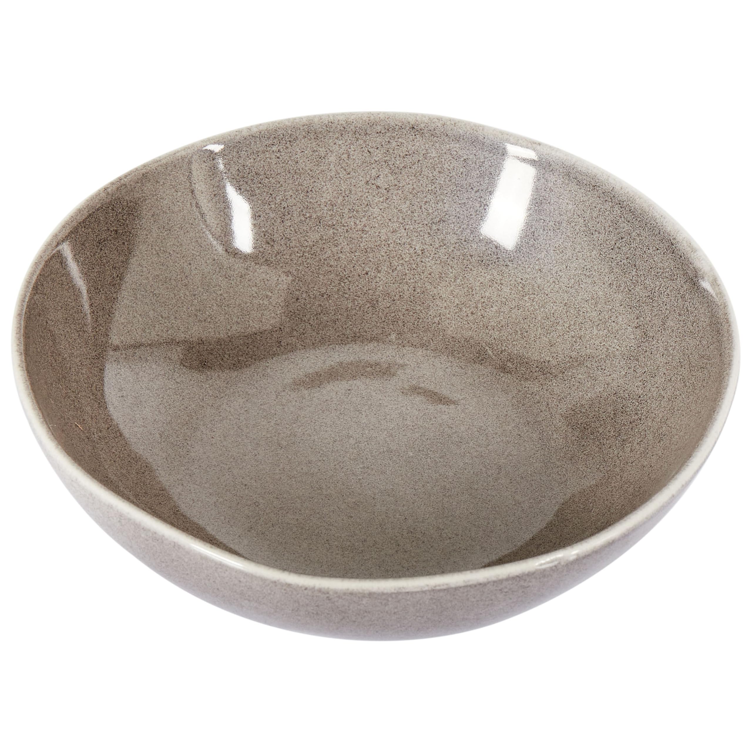 Conjunto de 4 platos hondos cuenco para pasta de gres caolín artesanal acabado esmalte reactivo gris Costmary