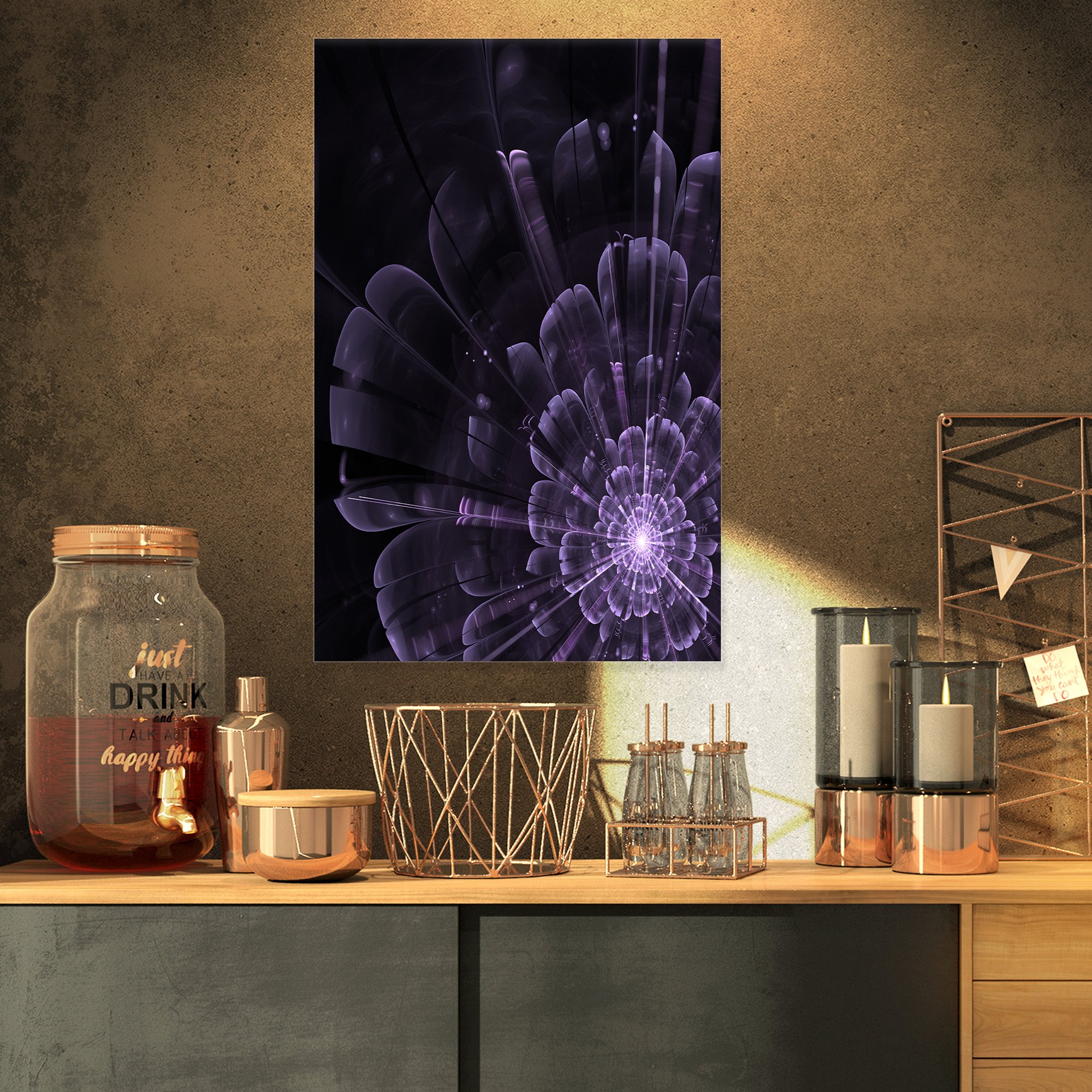 Amazon.com: Designart PT12184-16-32 Glowing Crystal Purple Fractal