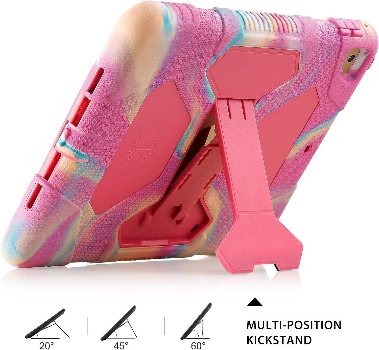 iPad 9.7 2018/2017, iPad Air 2, iPad Pro 9.7 Case for Kids Full Body Protective Shockproof Cover with Adjustable Kickstand for iPad 9.7 5th / 6th Generation (Camo/Pink)