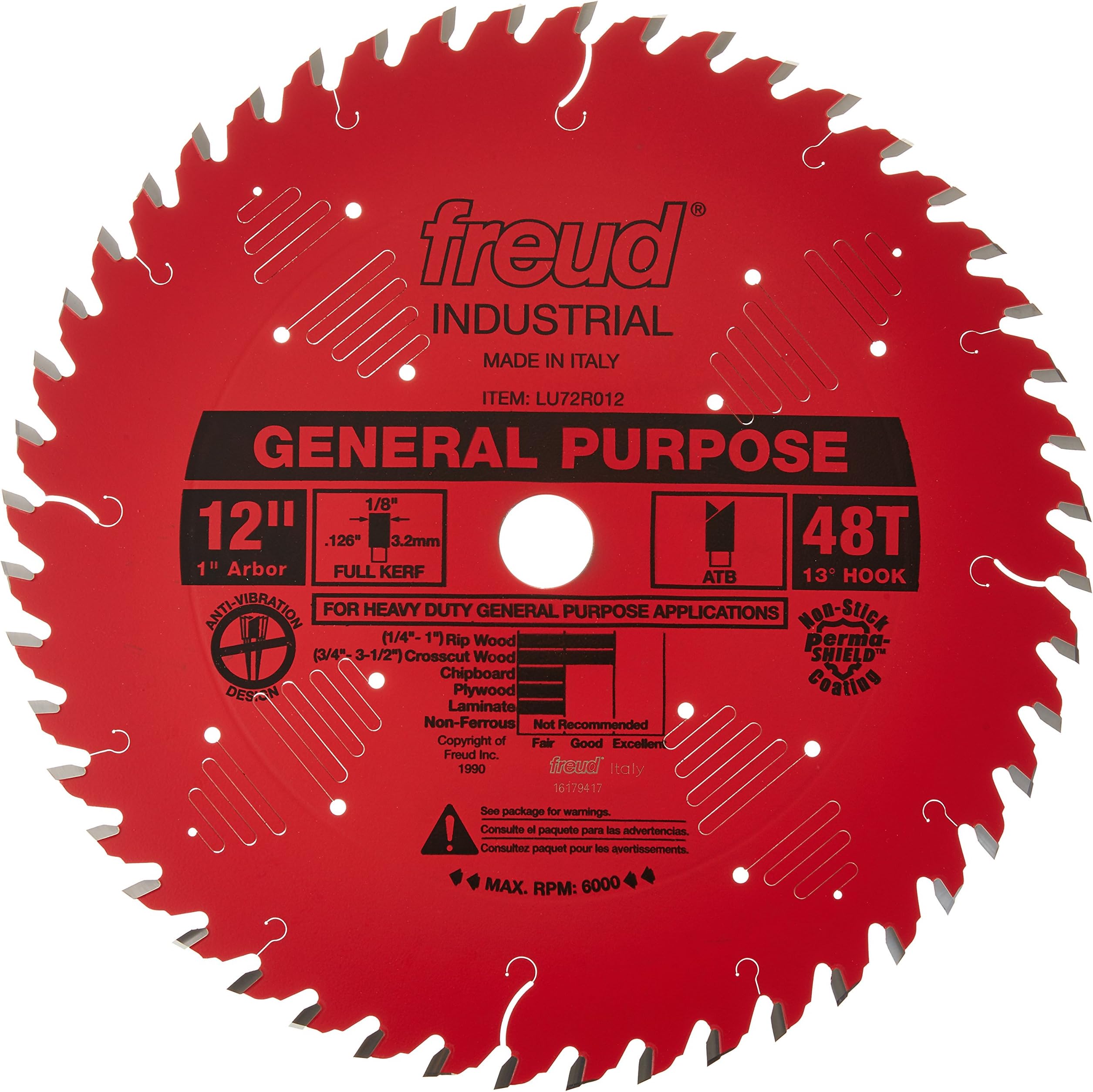 Lit Freud LU72R012 ATB Circular Saw Blade, 12" x 48" x 1"
