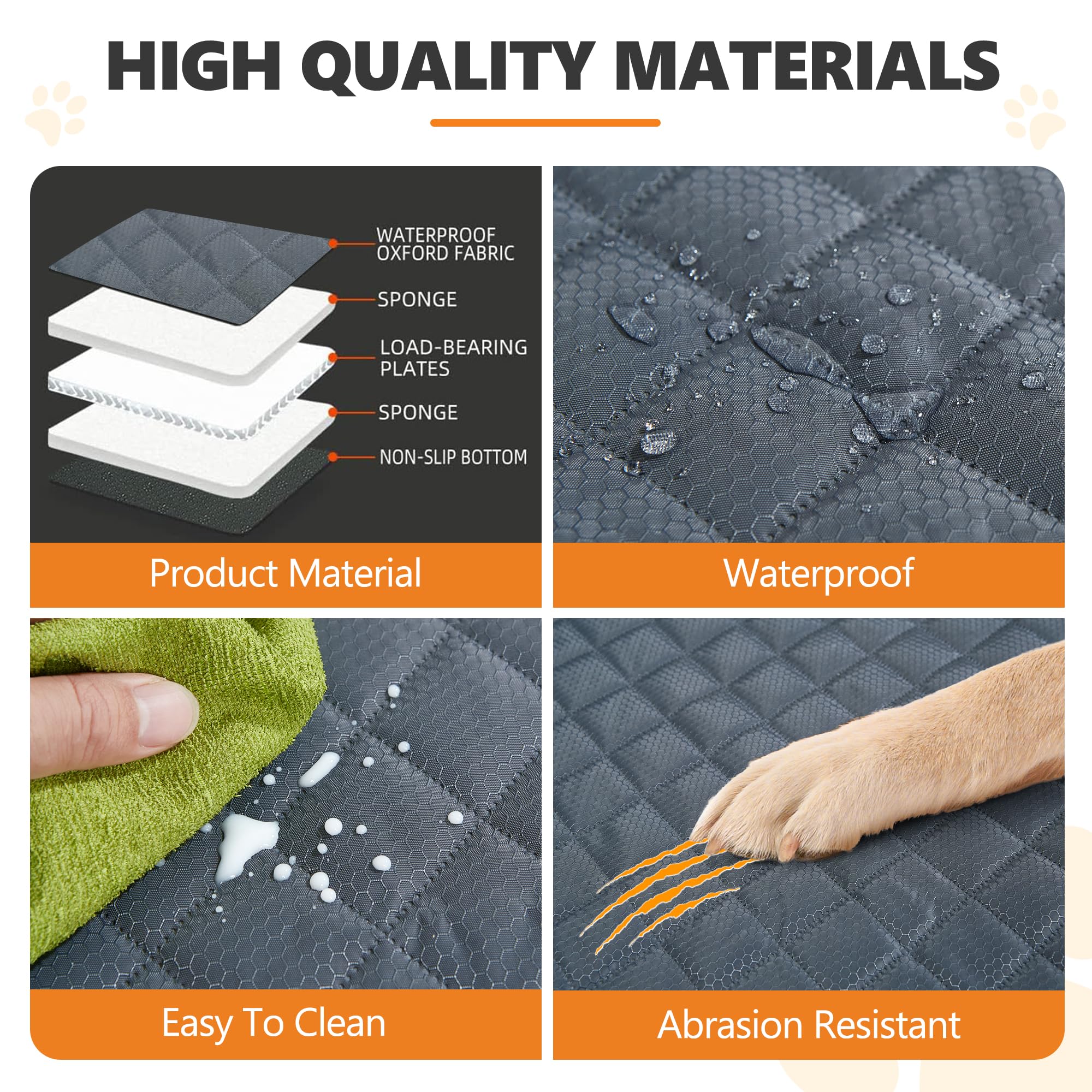 ANOSOSPECIAL posteriore Seat Extender, Dog Car Seat Cover, Impermeabile Pet Amaca Letto di Viaggio, Facile Pulire per Auto SUV Truck (Grigio)