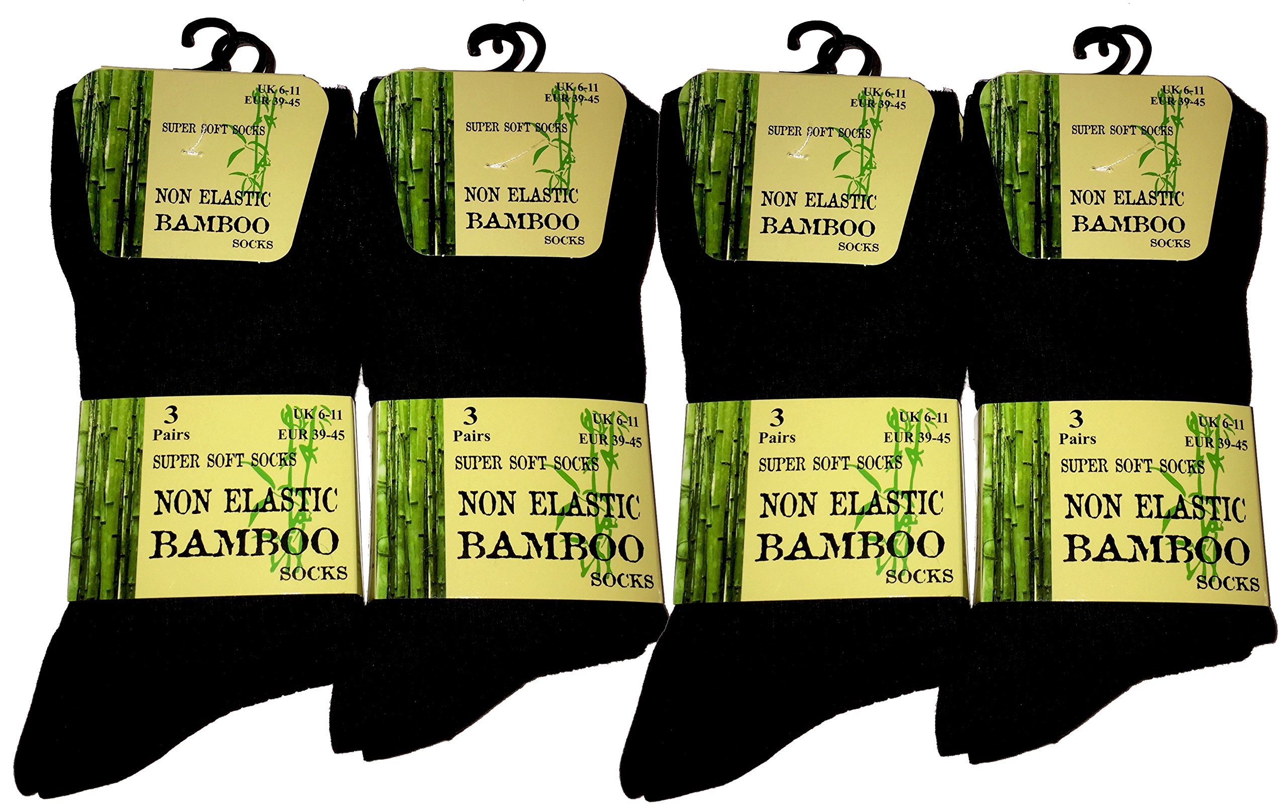 Get Top Marketing Men's Black Anti-Bacterial Bamboo Super Soft Work/Casual Non Elastic Top Socks (12 Pairs, )