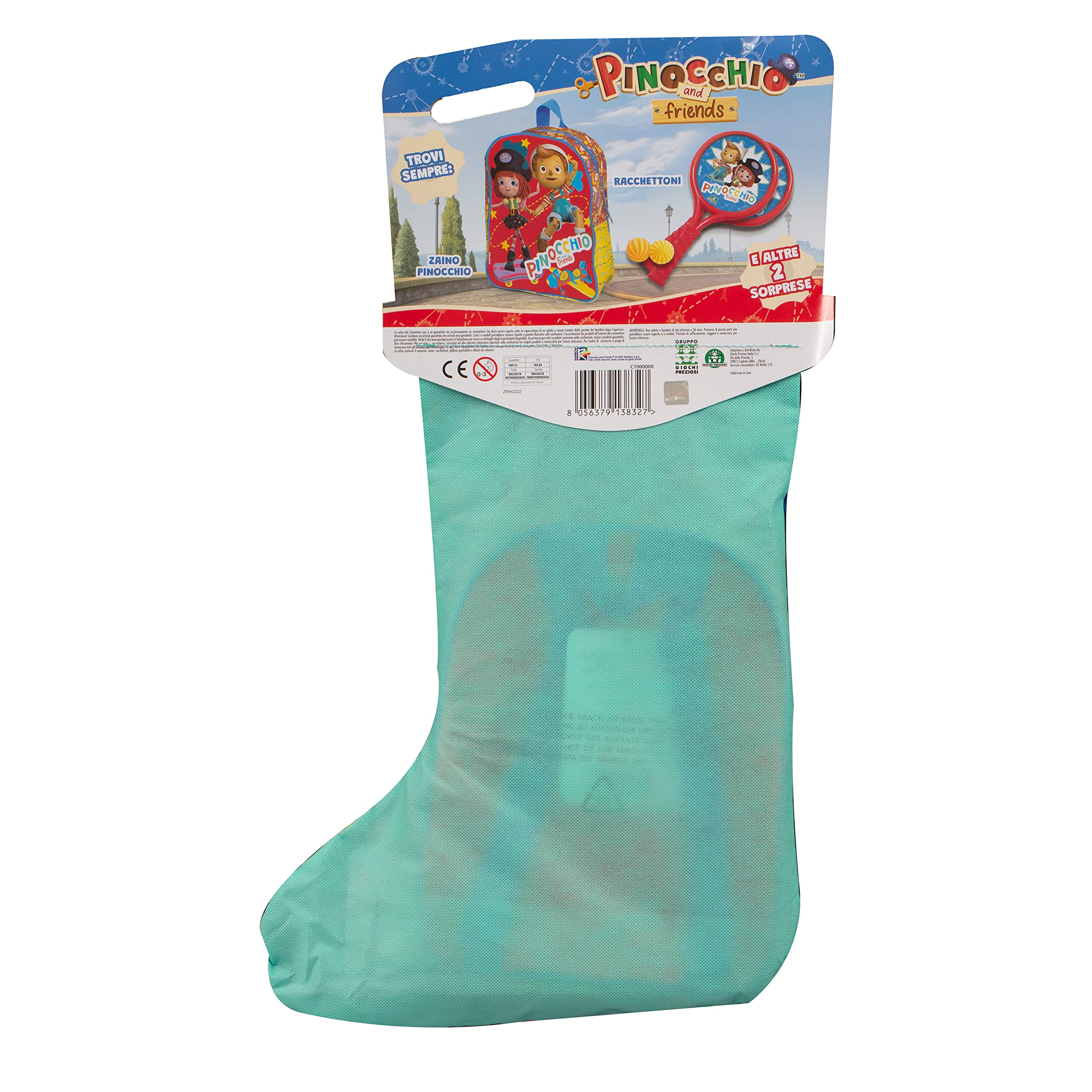 Giochi Preziosi Socken 2023 - Die Original und Bunte Socke der Befana mit Überraschung von Pinocchio '23 and Friends, für Kinder ab 3 Jahren, C1000000