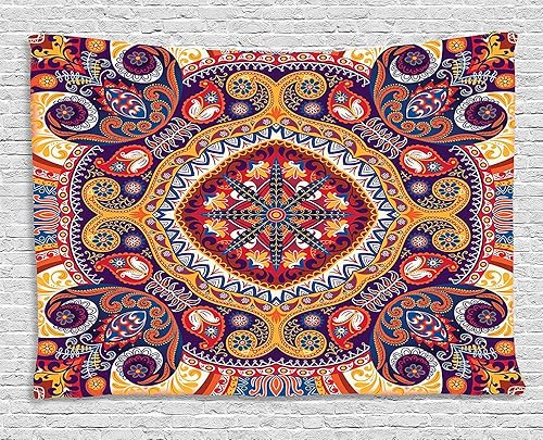 Miniatura 177 de Ambesonne Tapiz de fiesta de los años 70, caja retro en arte pop, música de baile, composición colorida impresa, para colgar en la pared para