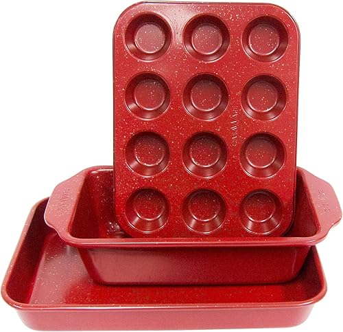 Miniatura 1 de casaWare Juego de 3 hornos tostadores (horno, pan y mini molde para magdalenas, 12 tazas) (granito azul)