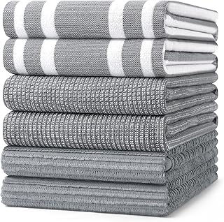 Homaxy Premium Kitchen Towels(18”x 28”, 6 Pack), Large Cotton 380 GSM Ki...