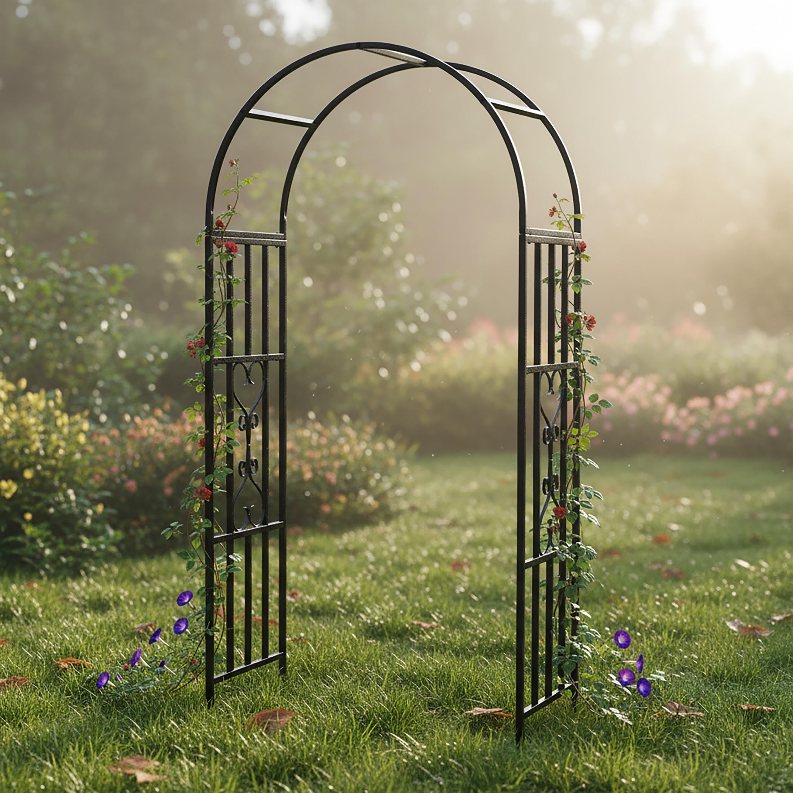 Relaxdays Arche métallique de Jardin pour Plantes grimpantes, 206 x 50 x 114 cm, Noir