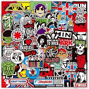 Calcomanías De Banda De Rock, 100 Calcomanías Clásicas De Música Rock Para Adultos, Calcomanías Impermeables De Guitarra Para Hidrofrascos, Calcomanías Vintage Para Laptop, Patineta, Botella De Agua