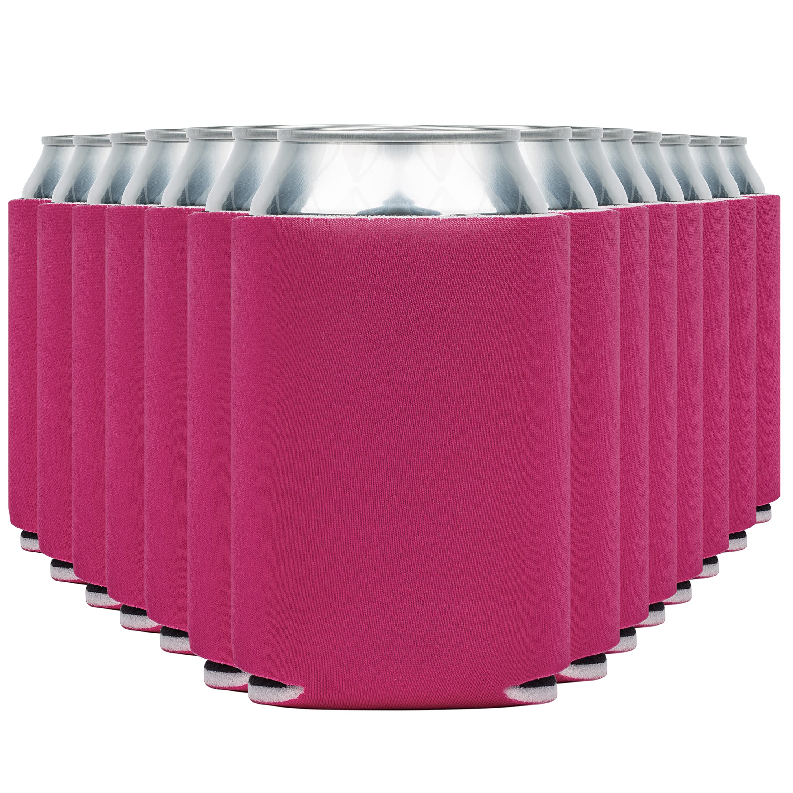 Blank Beer Can Cooler Sleeves (60-Pack) Soft Insulated Beer Can Coolies - HTV Friendly Blank Koolies in Bulk for Beer Cans &amp; Bottles - Coolie Blanks for Vinyl Projects &amp; Wedding Favors (Raspberry)