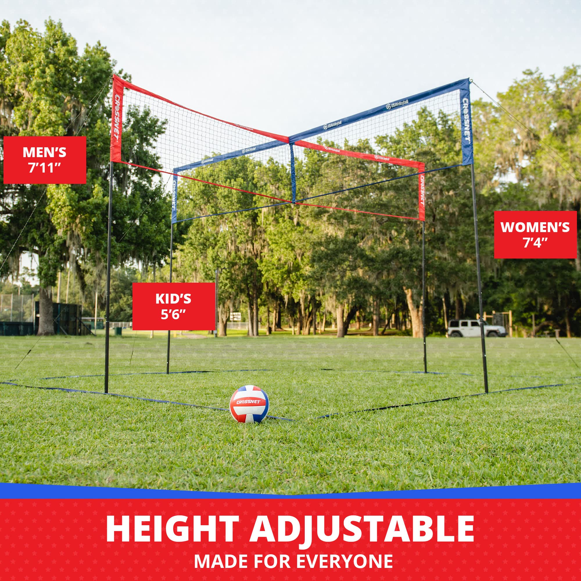 Snapklik.com : CROSSNET Stars & Stripes 4 Square Volleyball Game Set ...