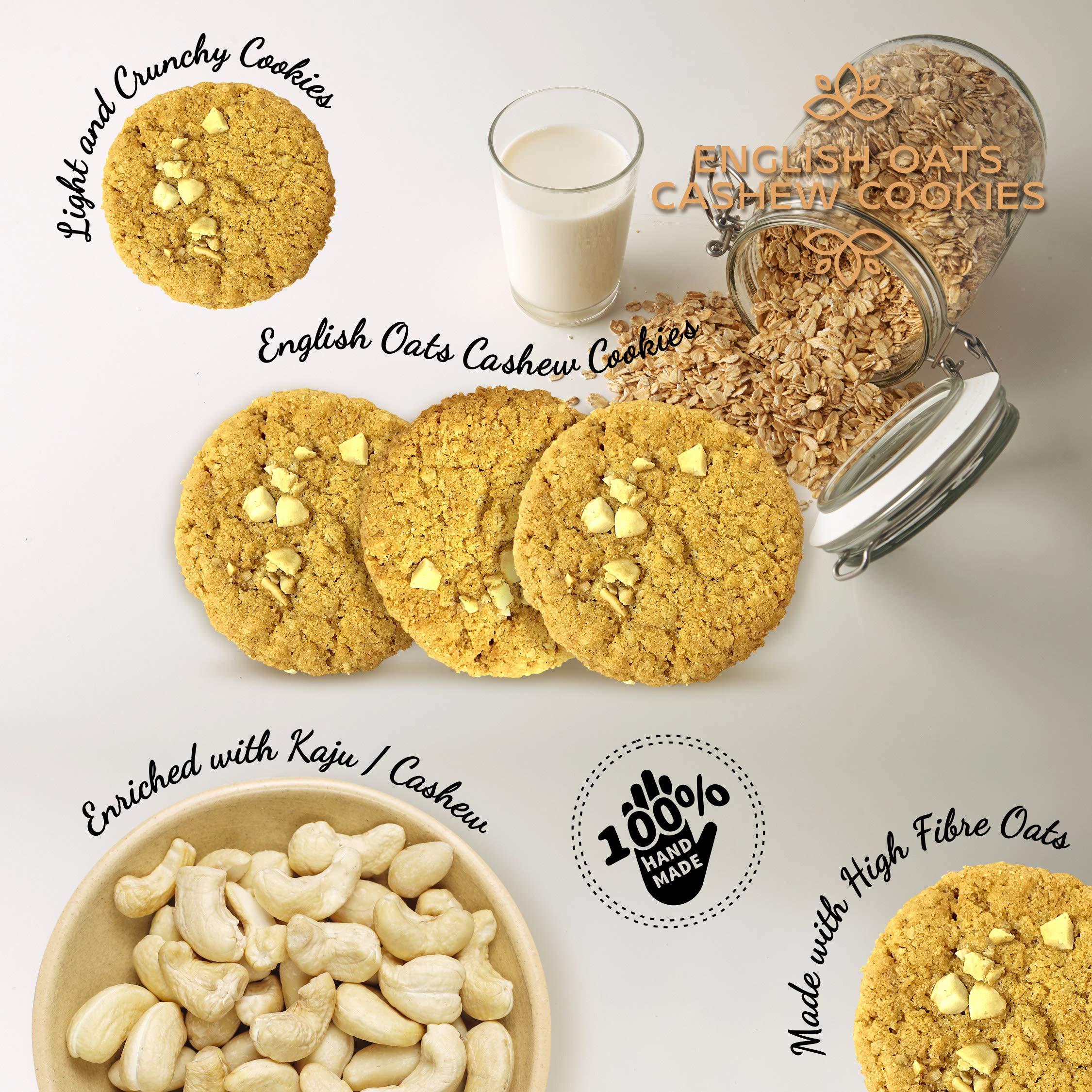 POLKA ENGLISH OATS CASHEW COOKIES, 200 GM,MIXED DRY FRUIT COOKIES, FLAVOUR BISCUIT, SNACKS,COOKIES BISCUIT,HIGH FIBRE,DIGESTIVE COOKIE - Image 3 thumbnail