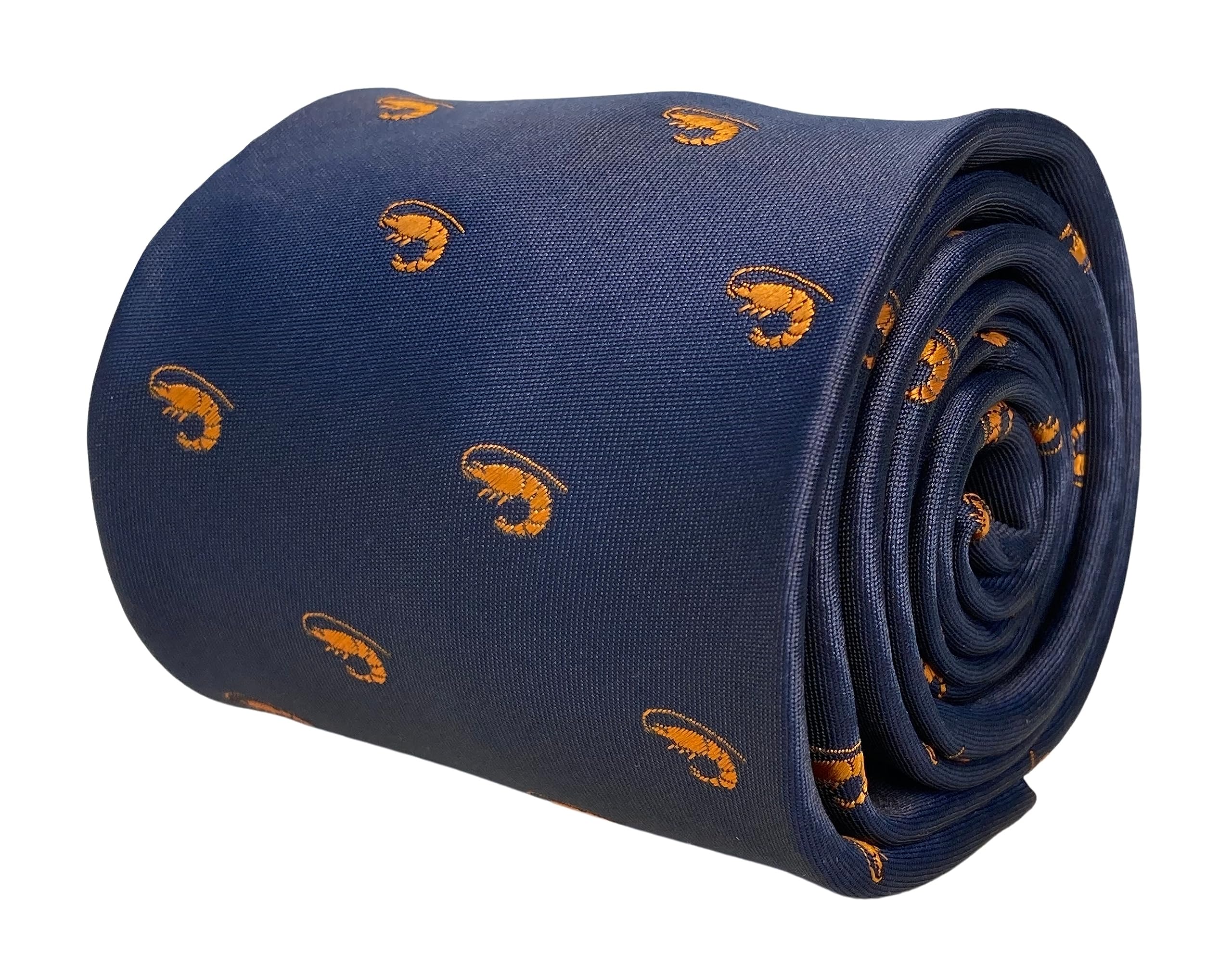 Frederick Thomas Men's Multicolor Navy Tie With Quirky Prawn Shellfish Design - Ideal For Office Wear, Weddings, Formal Events Or Dinner Parties With Stylish Fine Tailoring, Classic 8Cm Width