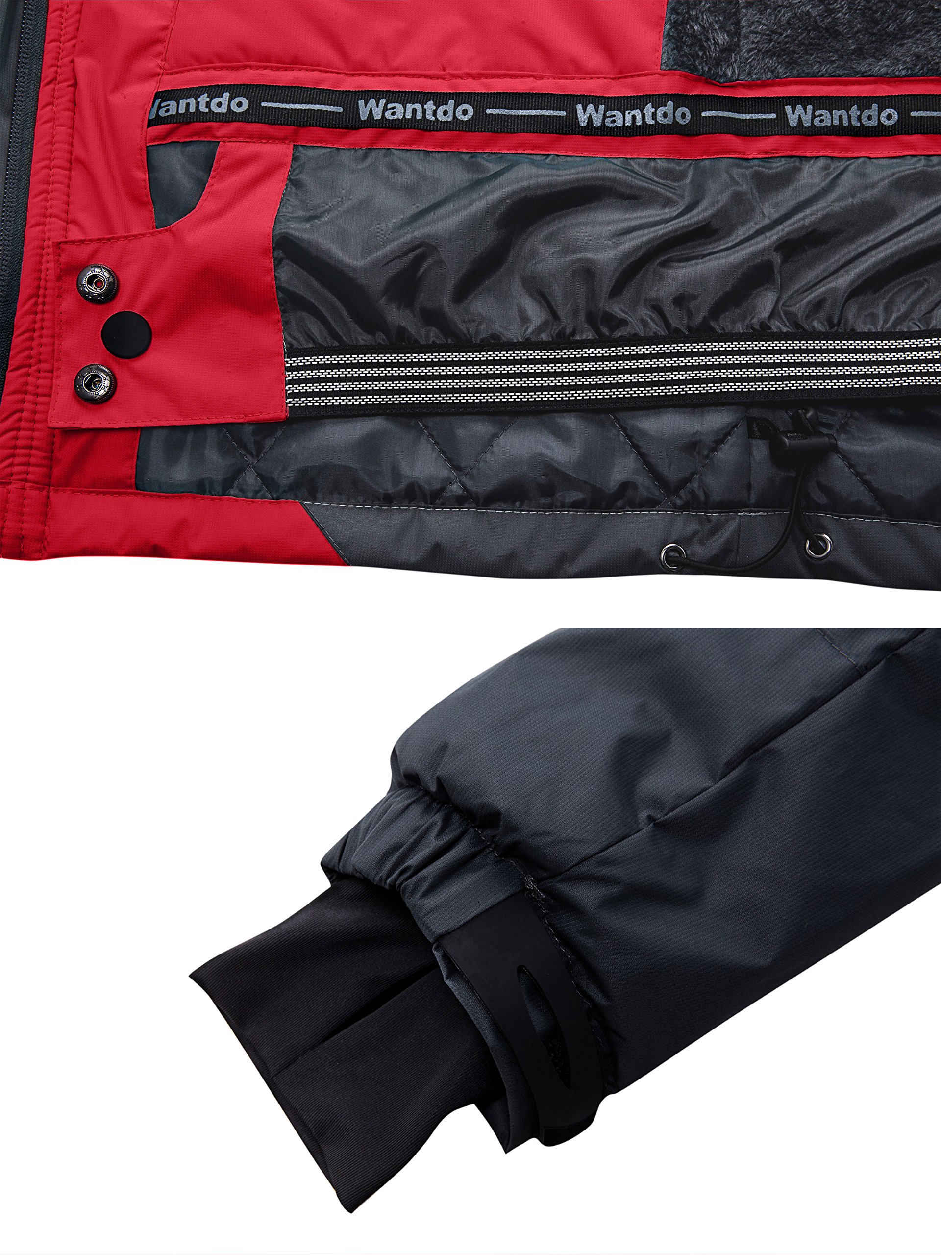 Wantdo Chaqueta de Esquí Cálida para Mujer con Forro Polar Chaqueta de Snowboard Impermeable con Capucha Abrigo de Montaña Impermeable Antiviento Mujer — view 6