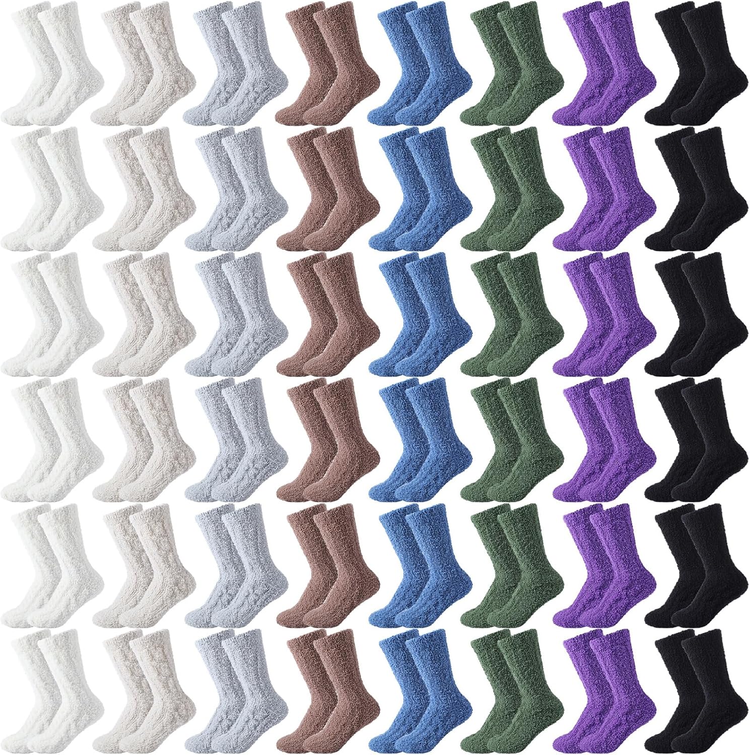 48 Pairs Fuzzy Socks Bulk for Women Winter Warm Soft Fluffy Cozy Sleeping Slipper Socks Unisex Plush Gifts Indoor Home