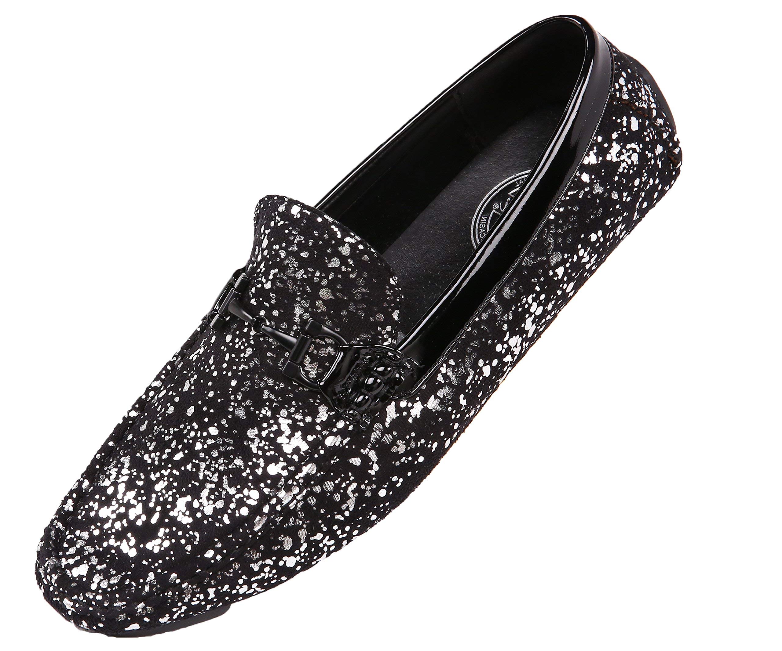 Amali Monty, Metallic Splatter Driving Loafers - Slip On Moccasins for Men - Dress & Casual Shoes