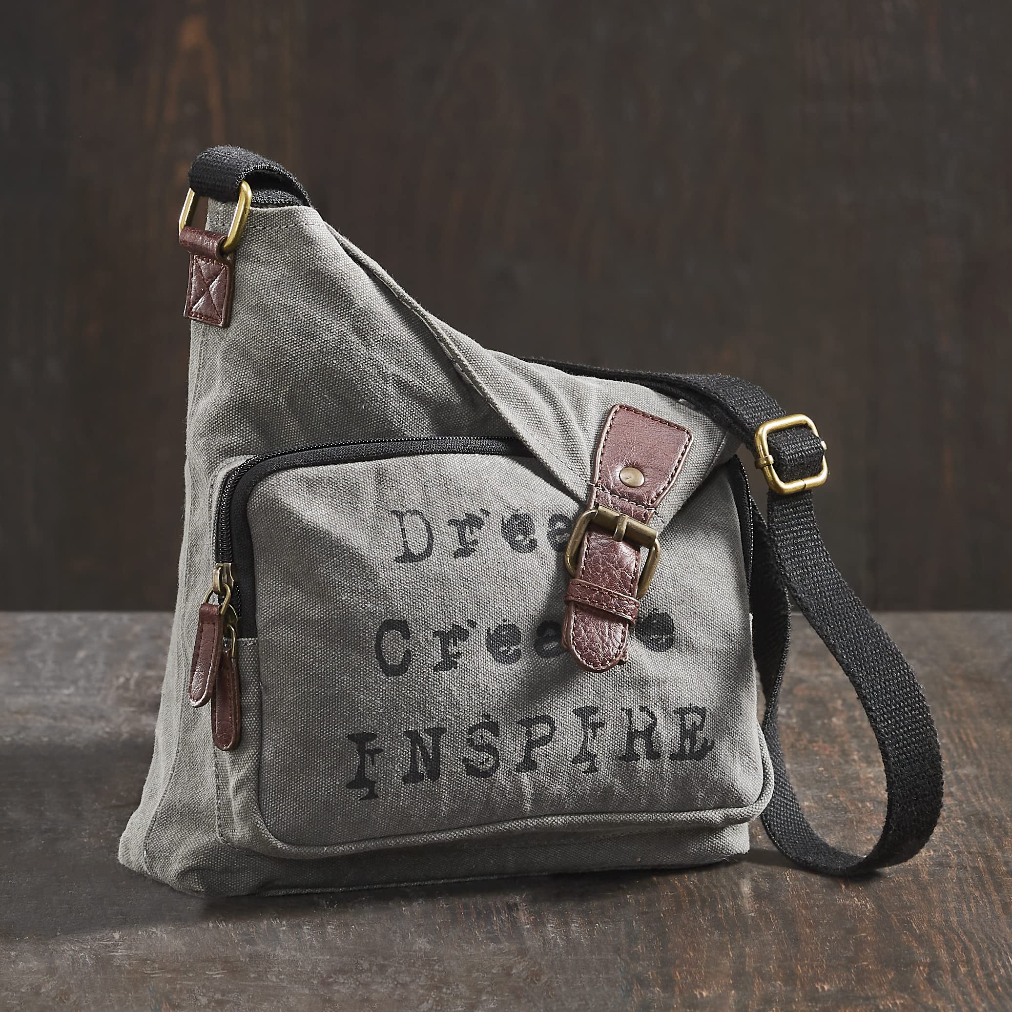 Mona B Canvas Sling Crossbody Bag with Stylish Design for Men and Women - Grey 1