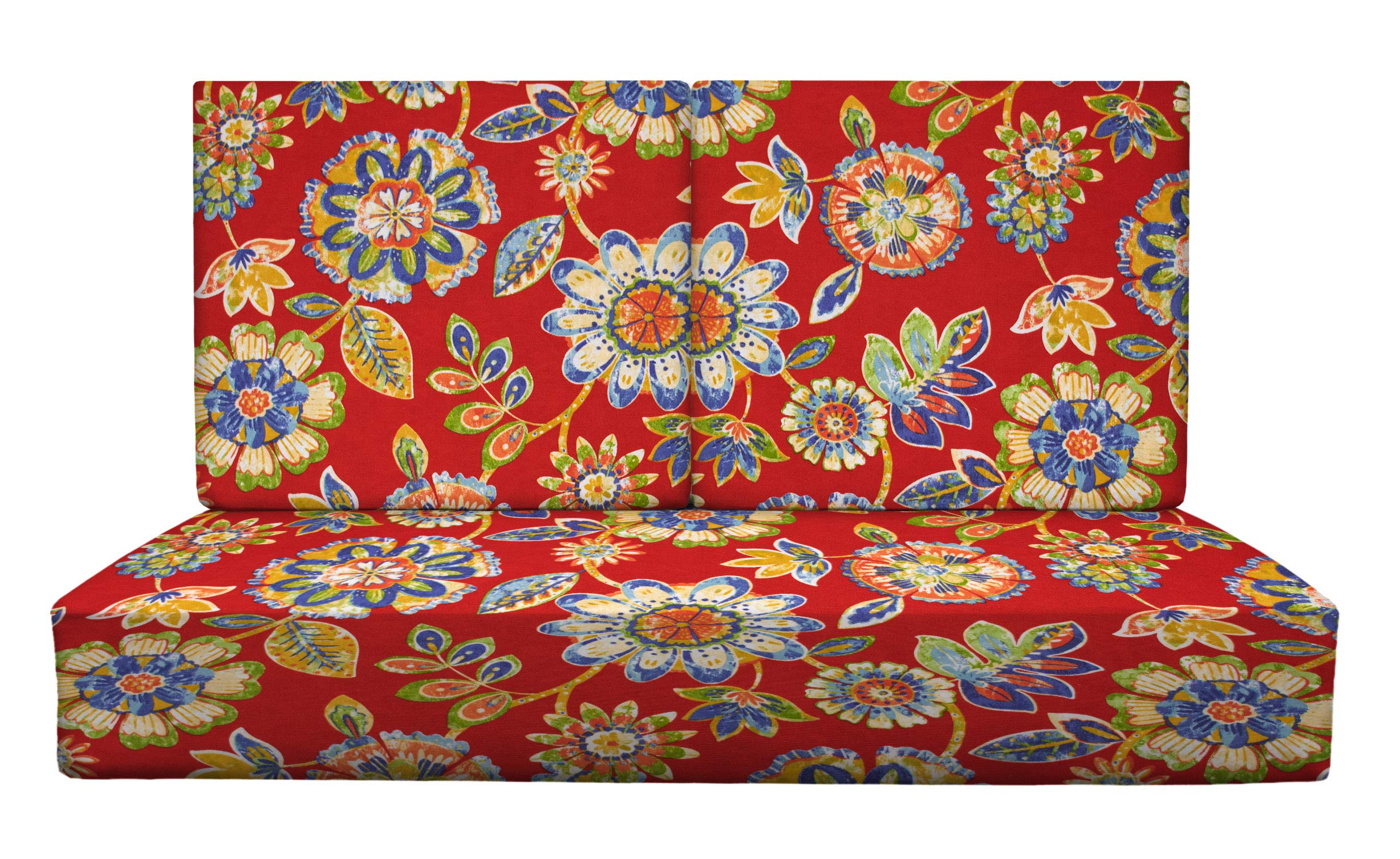 RSH DECOR: Deep Seating Foam Loveseat Cushion Set | 46” x 26” Loveseat | All-Weather Spun Fabric | Outdoor Foam Settee and Back Cushions for Patio Furniture | Daelyn Cherry