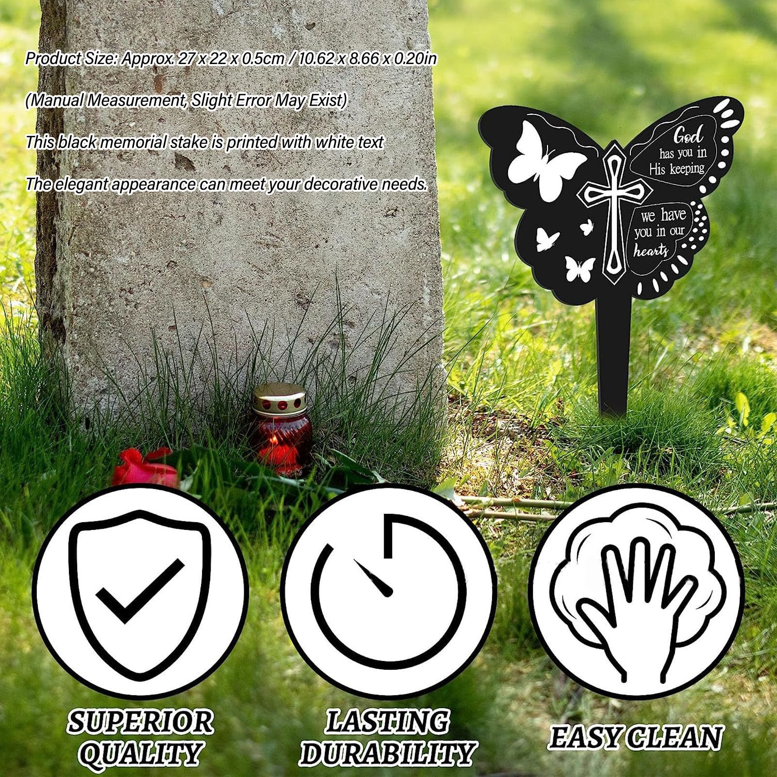 Décorations Funéraires Pour Cimetière,pierre Tombale Papillon Pour Cimetière - Pieu Jardin Mémorial Tombe Pieu Mémorial Jardin Tombe Décoration Pour Cimetière Extérieur Cour Renywosi