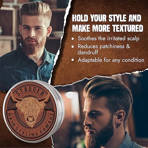 Miniatura 3 de STAGGER Pomada para el cabello con sujeción media y alto brillo, producto de peinado fácil de lavar - Pomada de cabello para hombre a base de agua