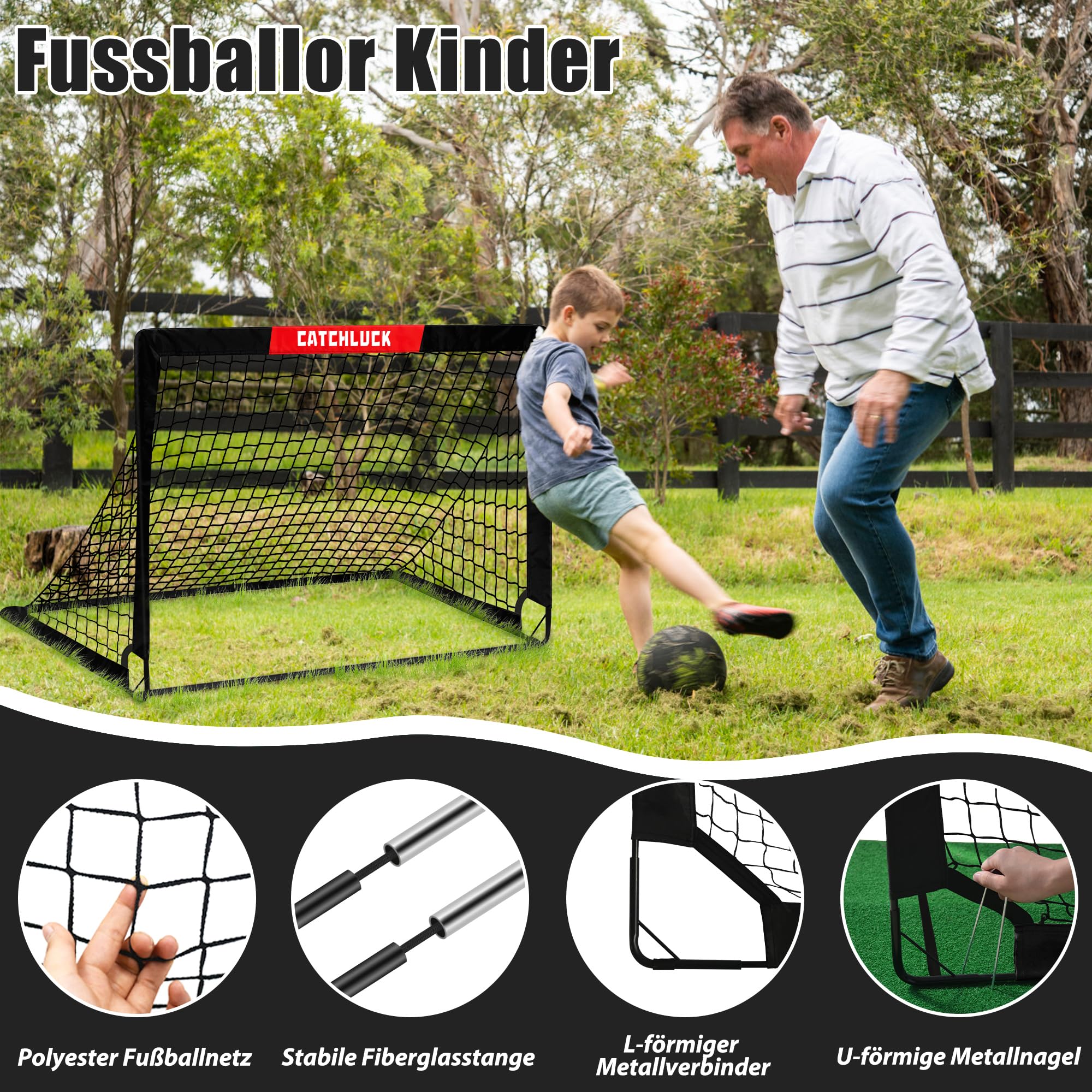 Set da 2 Porte da Calcio per Bambini da 6 Anni con Luci LED 120x90x90