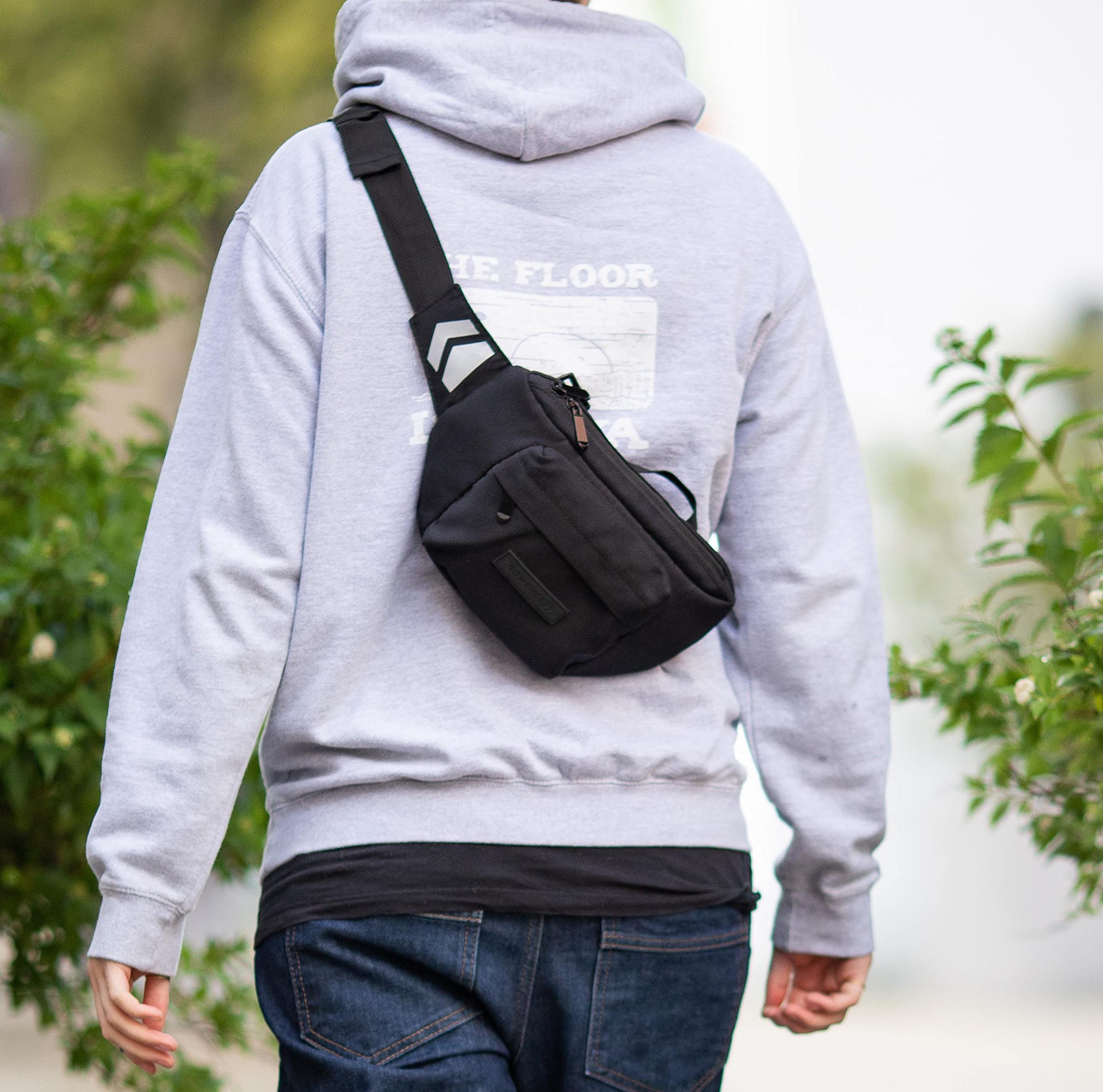 Bomence kleine Fahrrad Lenkertasche Hüfttasche 2-in-1, Gürteltasche, Bauchtasche, Fahrradlenkertasche, Fahrradtasche vorne (Schwarz)