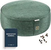 Almofada de meditação de veludo moderna e cuidadosa – Almofada luxuosa de chão Zafu para ioga – Almofada de meditação de trigo sarraceno grande com capa removível luxuosa em seis cores