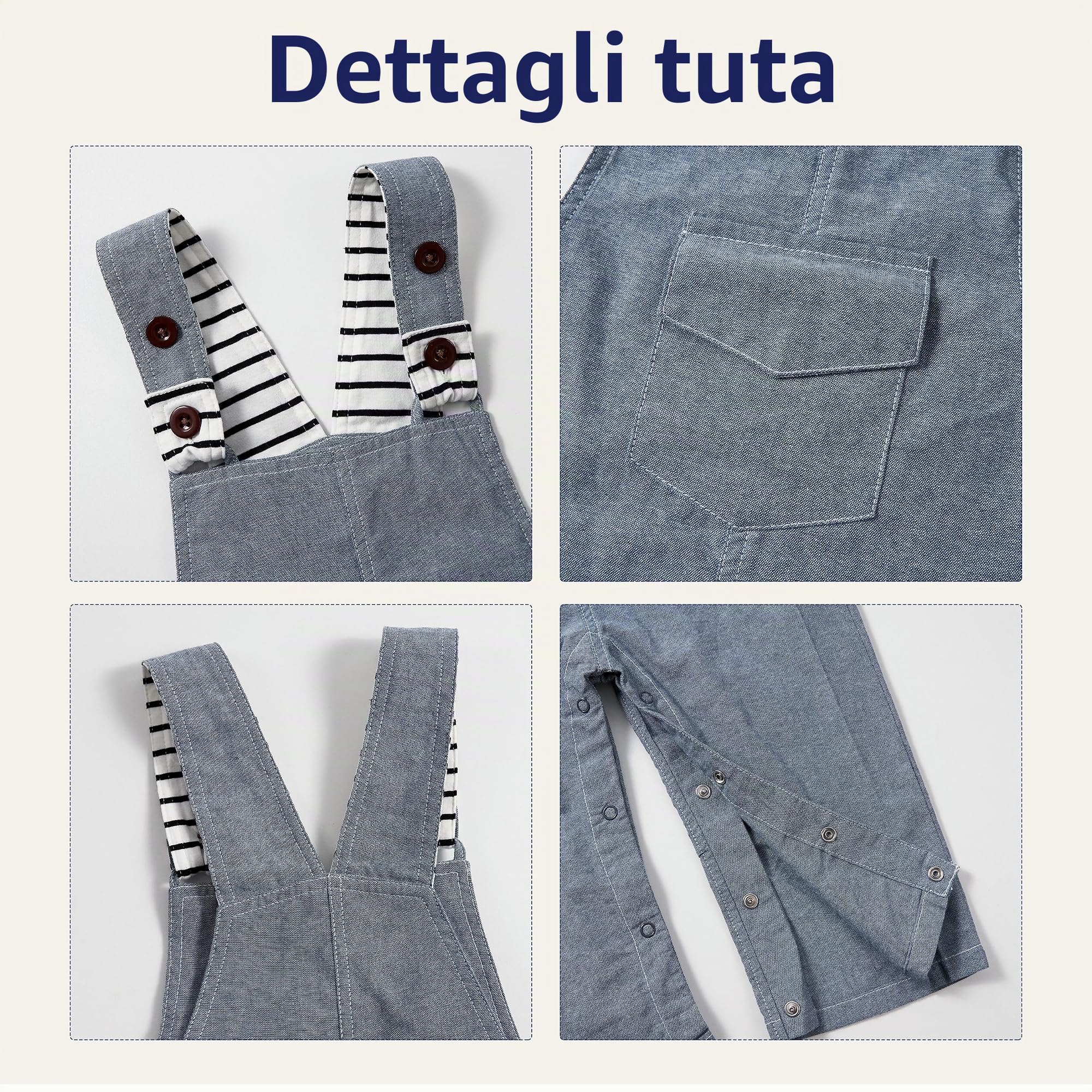 Volunboy Vestito Completi Bambino, Unisex Set di 2 Maglietta a Maniche Lunga e Salopette Dinosauro Carino Abito Neonato Tuta